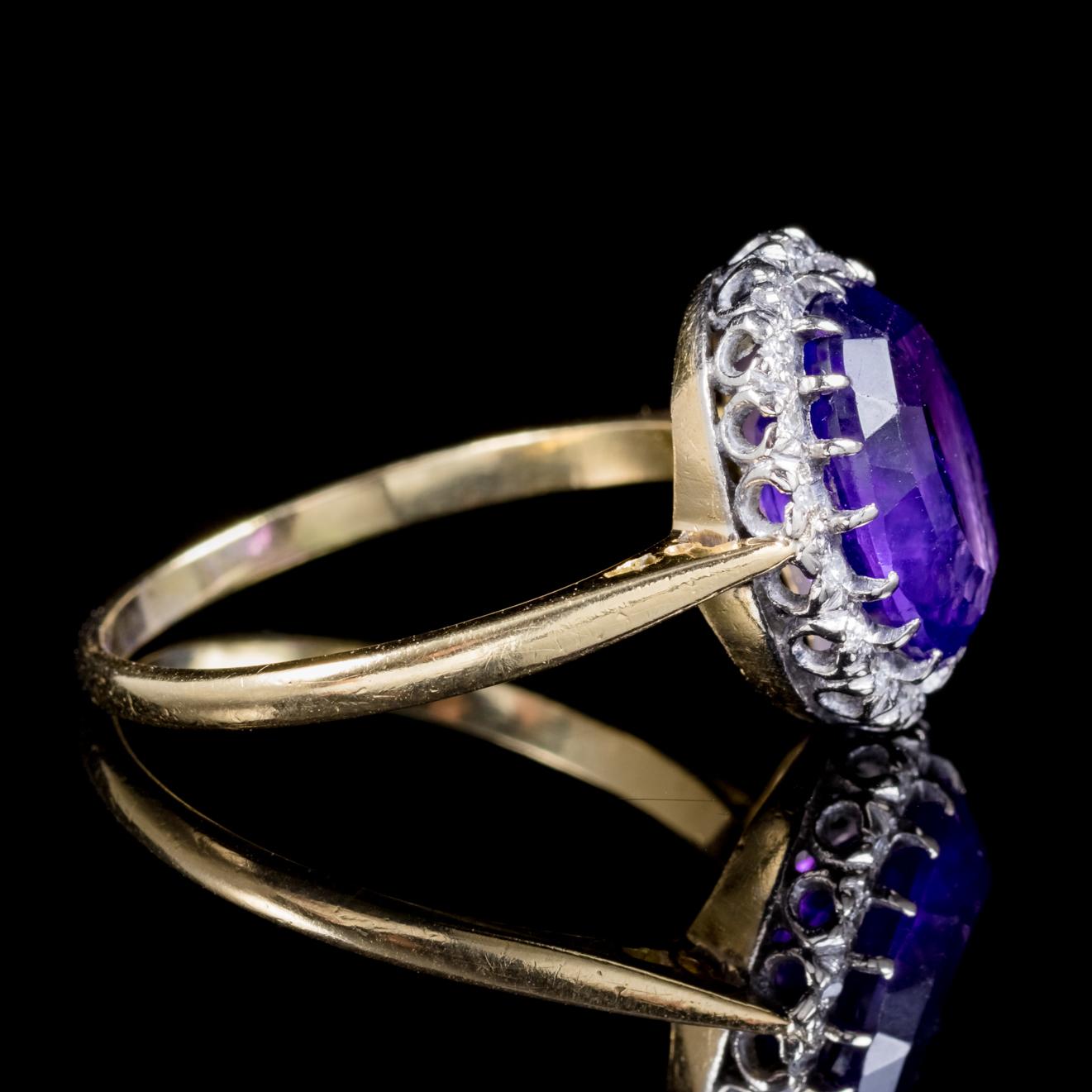 Women's Antique Victorian 5 Carat Amethyst Diamond 18 Carat Gold, circa 1900 Ring For Sale