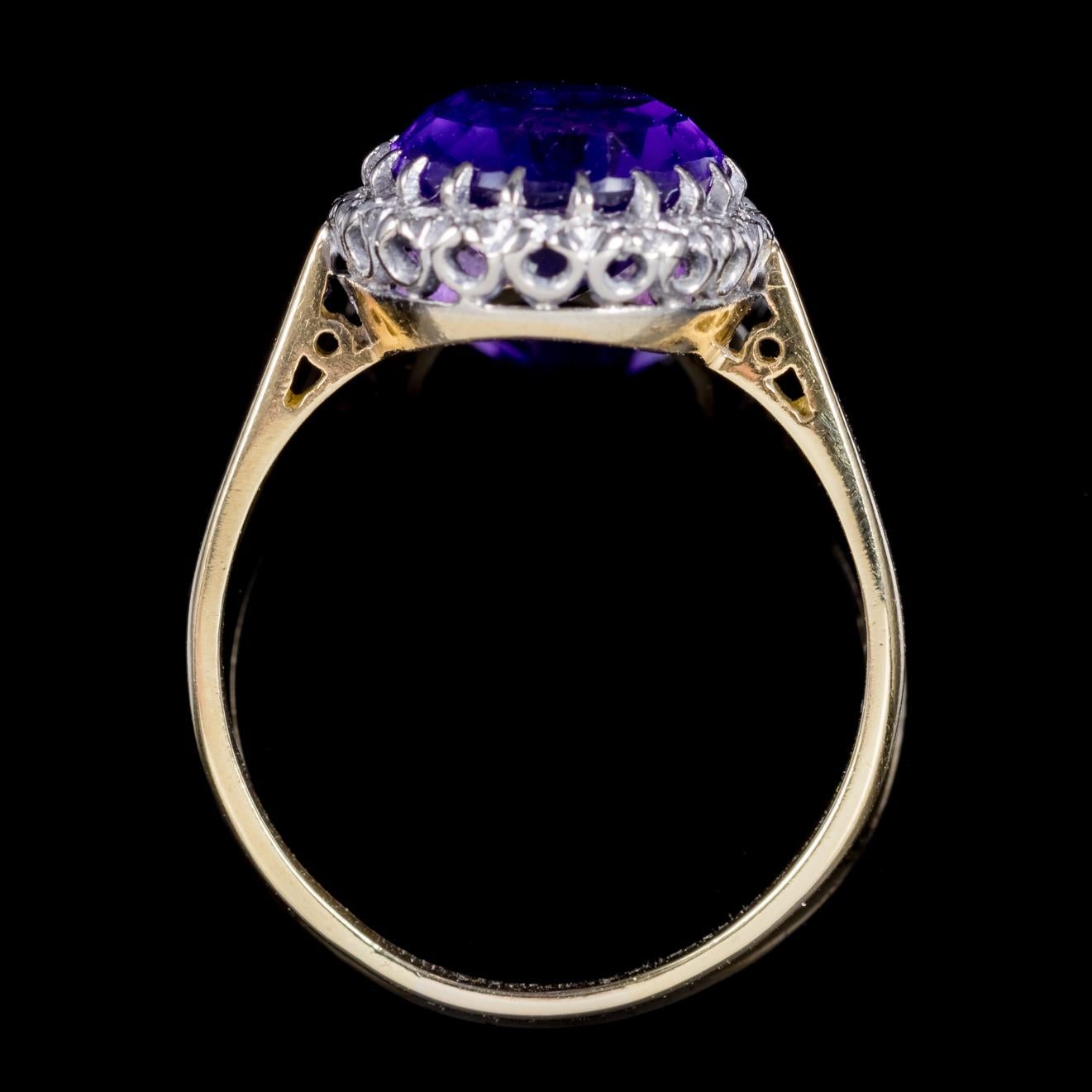 Antique Victorian 5 Carat Amethyst Diamond 18 Carat Gold, circa 1900 Ring For Sale 1