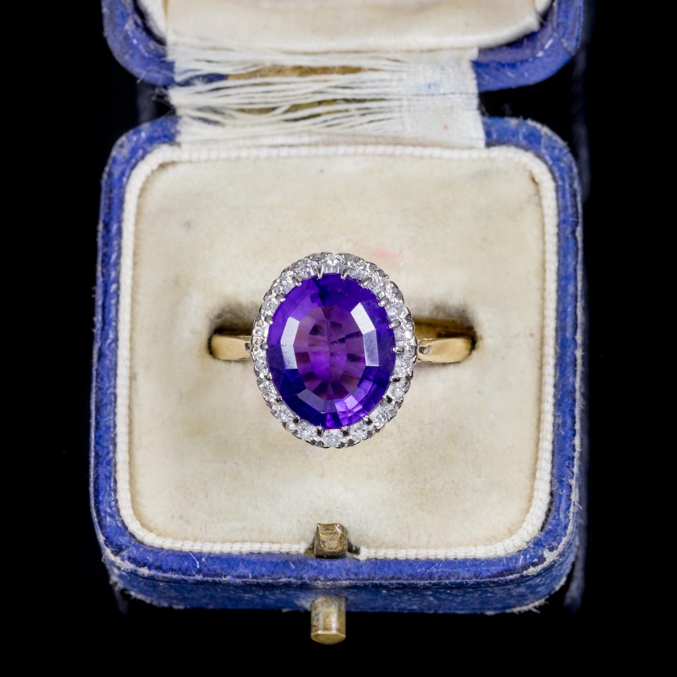 Antique Victorian 5 Carat Amethyst Diamond 18 Carat Gold, circa 1900 Ring For Sale 2