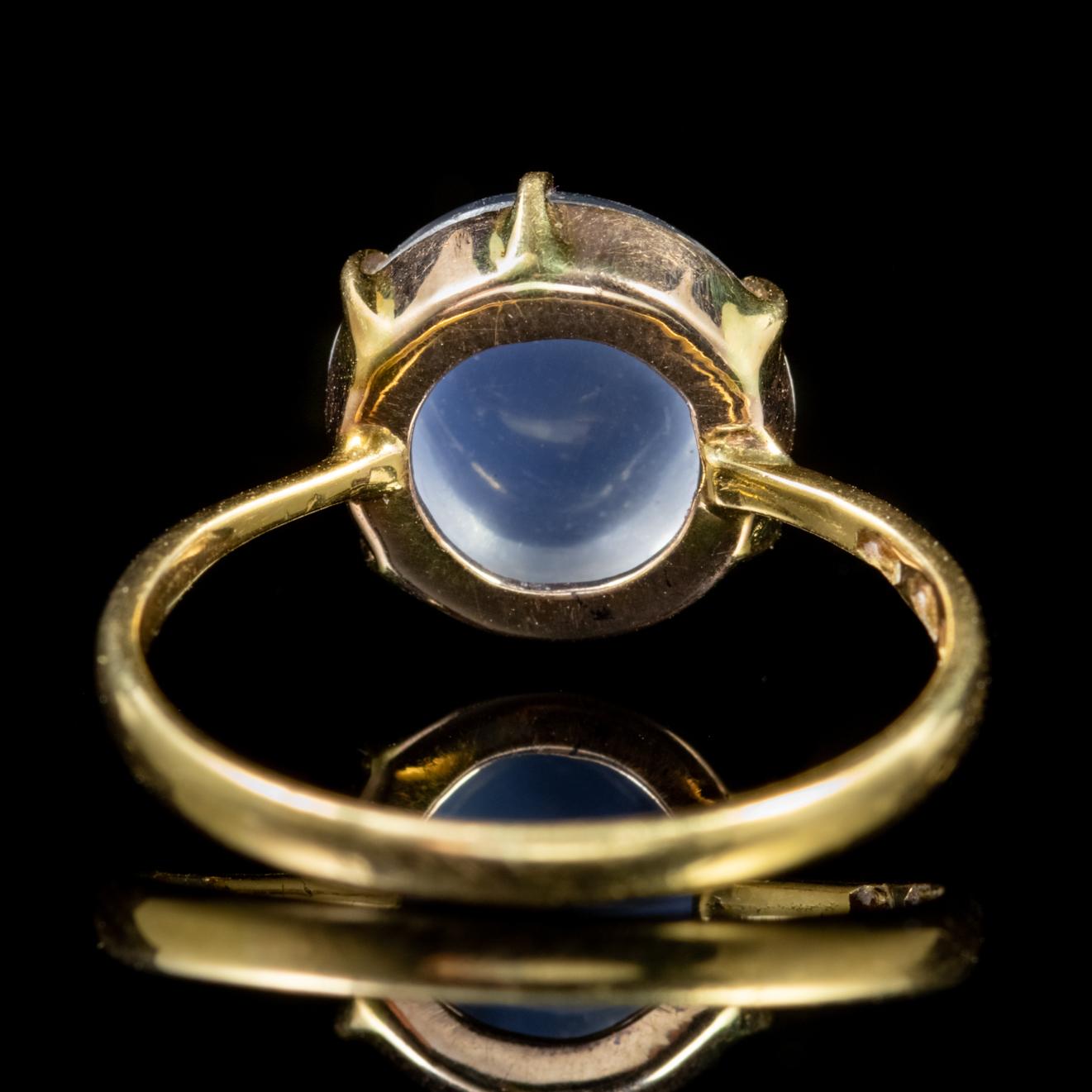 Antique Victorian 5 Carat Moonstone 18 Carat Gold Dated 1860 Ring In Good Condition In Lancaster, Lancashire