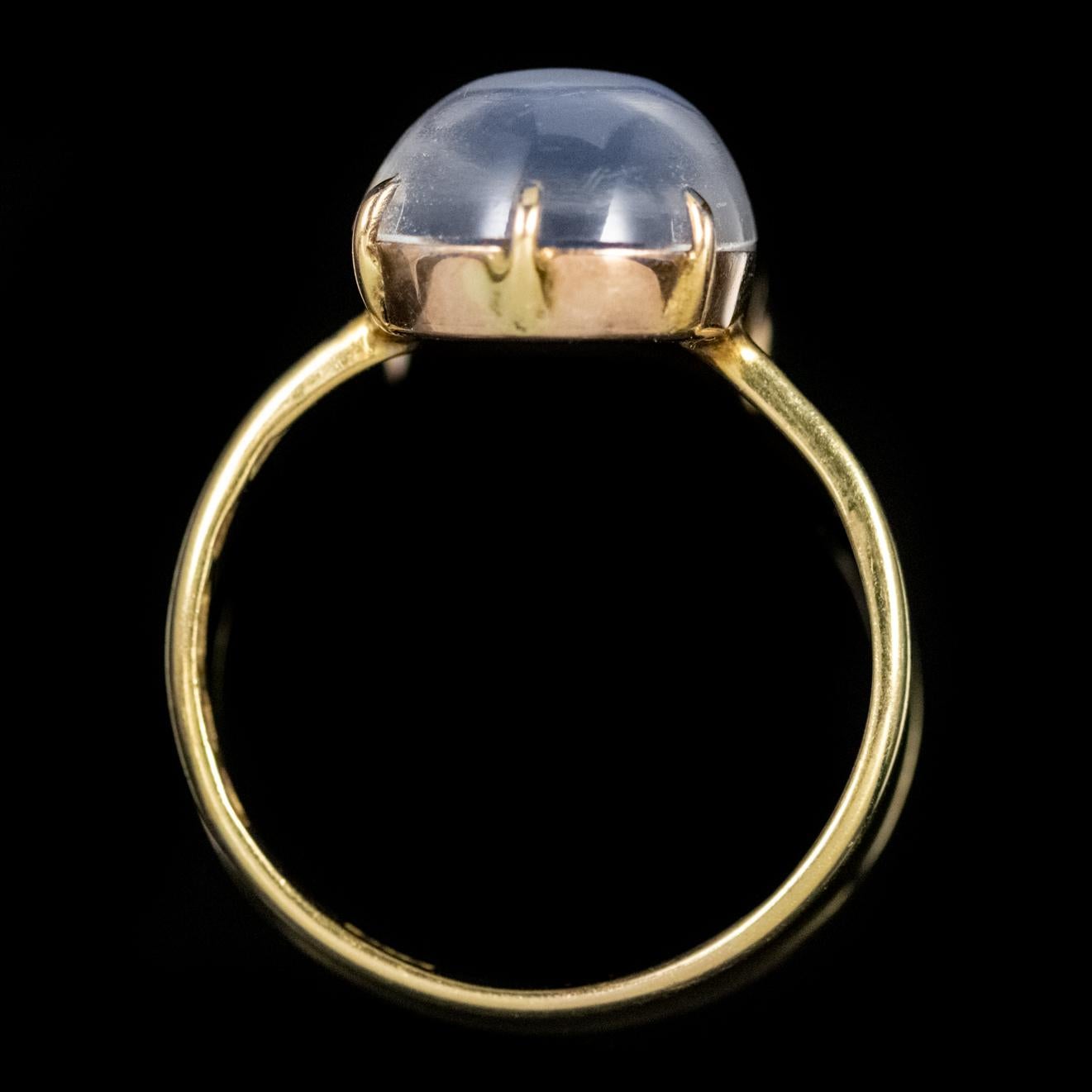 Women's Antique Victorian 5 Carat Moonstone 18 Carat Gold Dated 1860 Ring