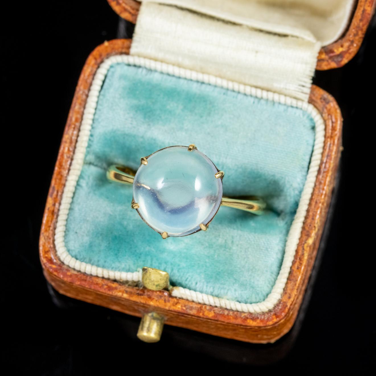 Antique Victorian 5 Carat Moonstone 18 Carat Gold Dated 1860 Ring 2