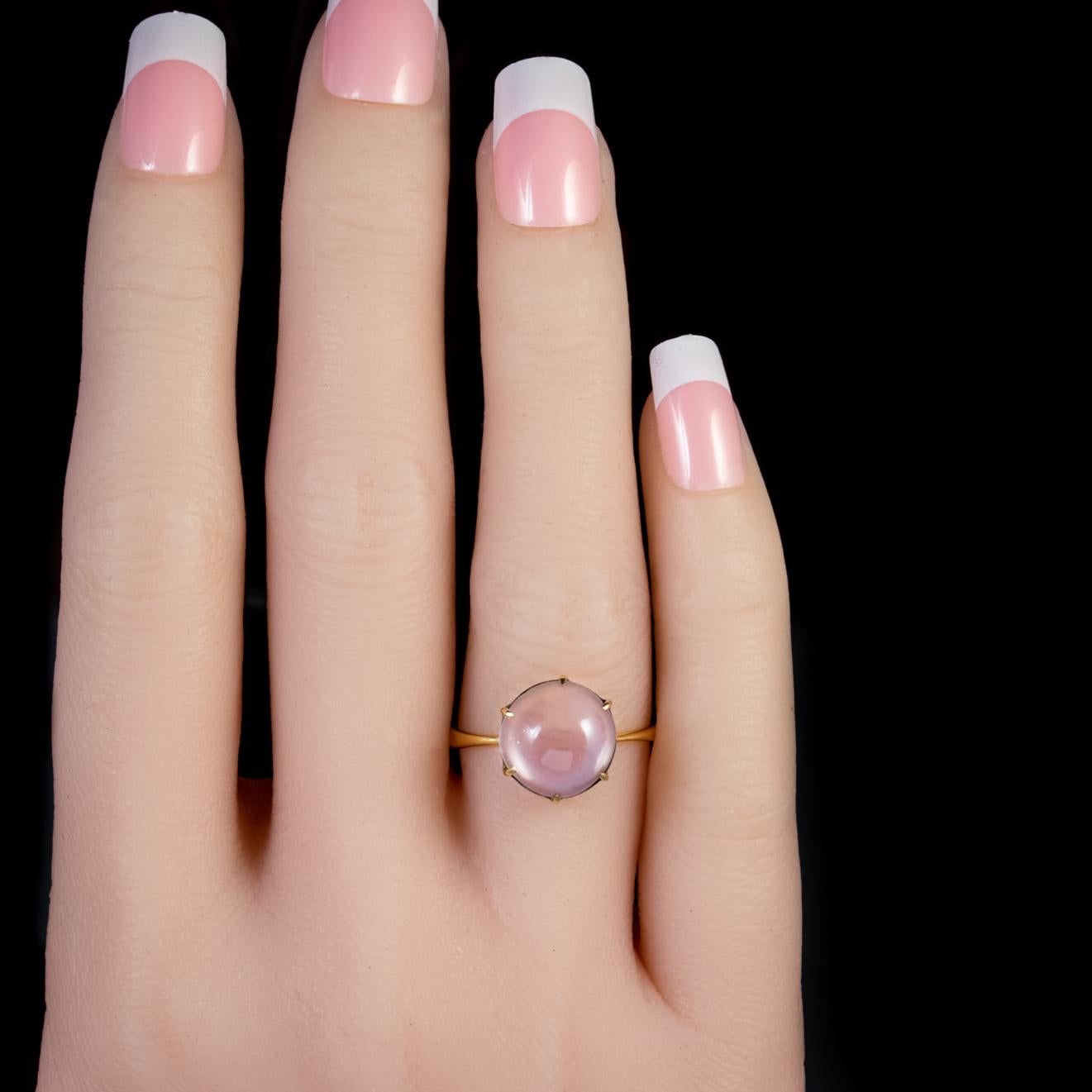 Antique Victorian 5 Carat Moonstone 18 Carat Gold Dated 1860 Ring 3
