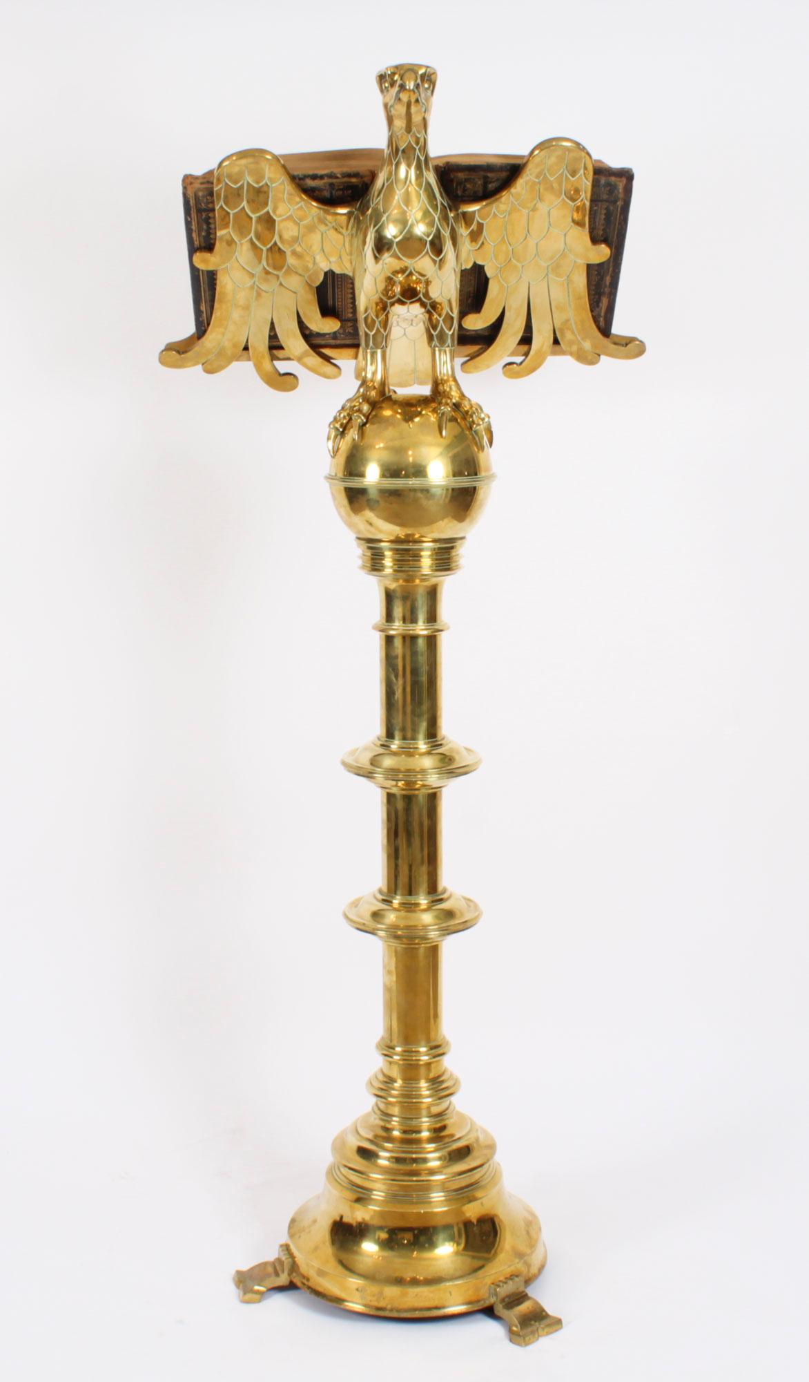 Antique Victorian 5ft6inch Brass Eagle Lectern 19th Century For Sale 10