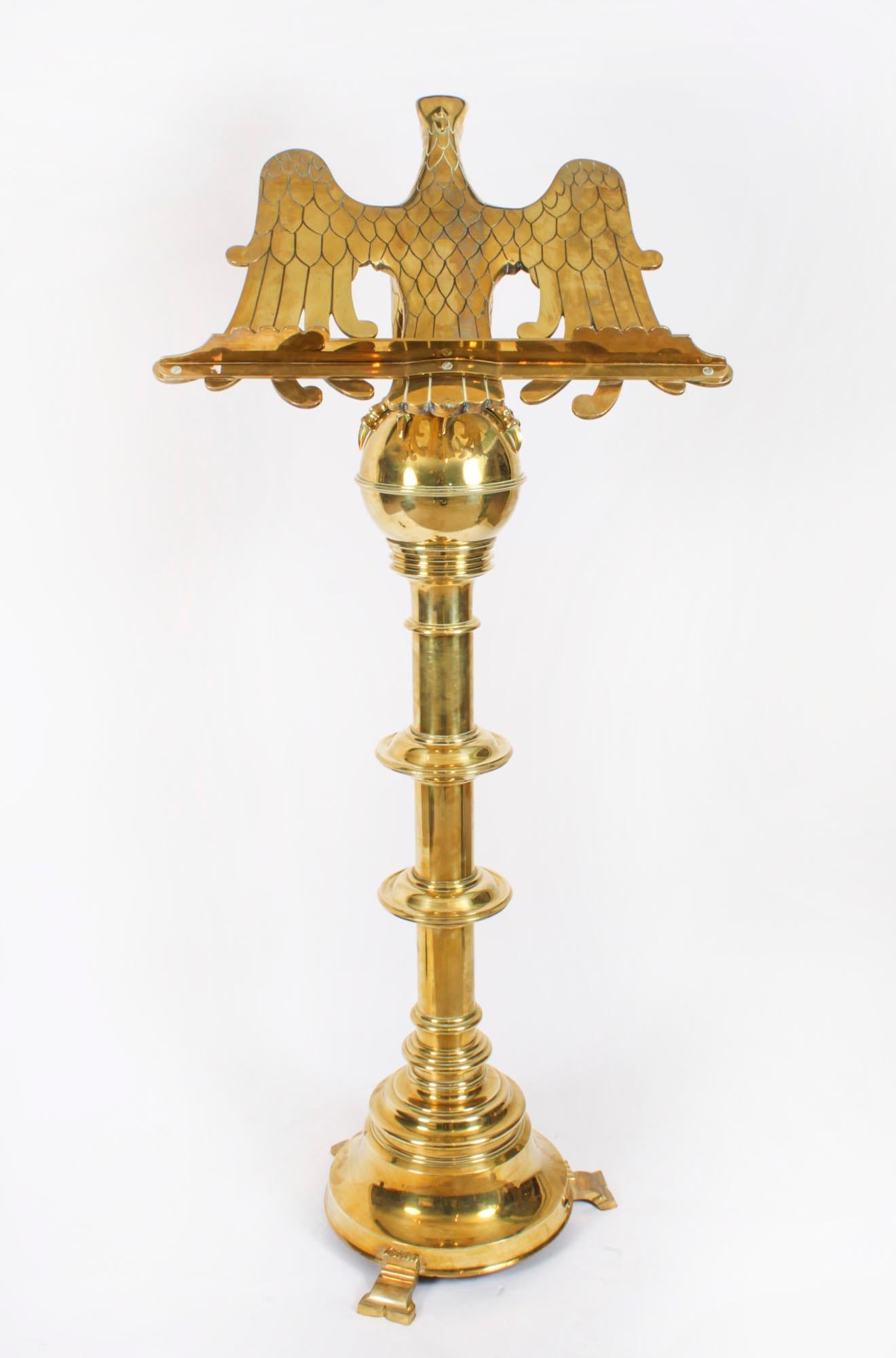 Antique Victorian 5ft6inch Brass Eagle Lectern 19th Century For Sale 12
