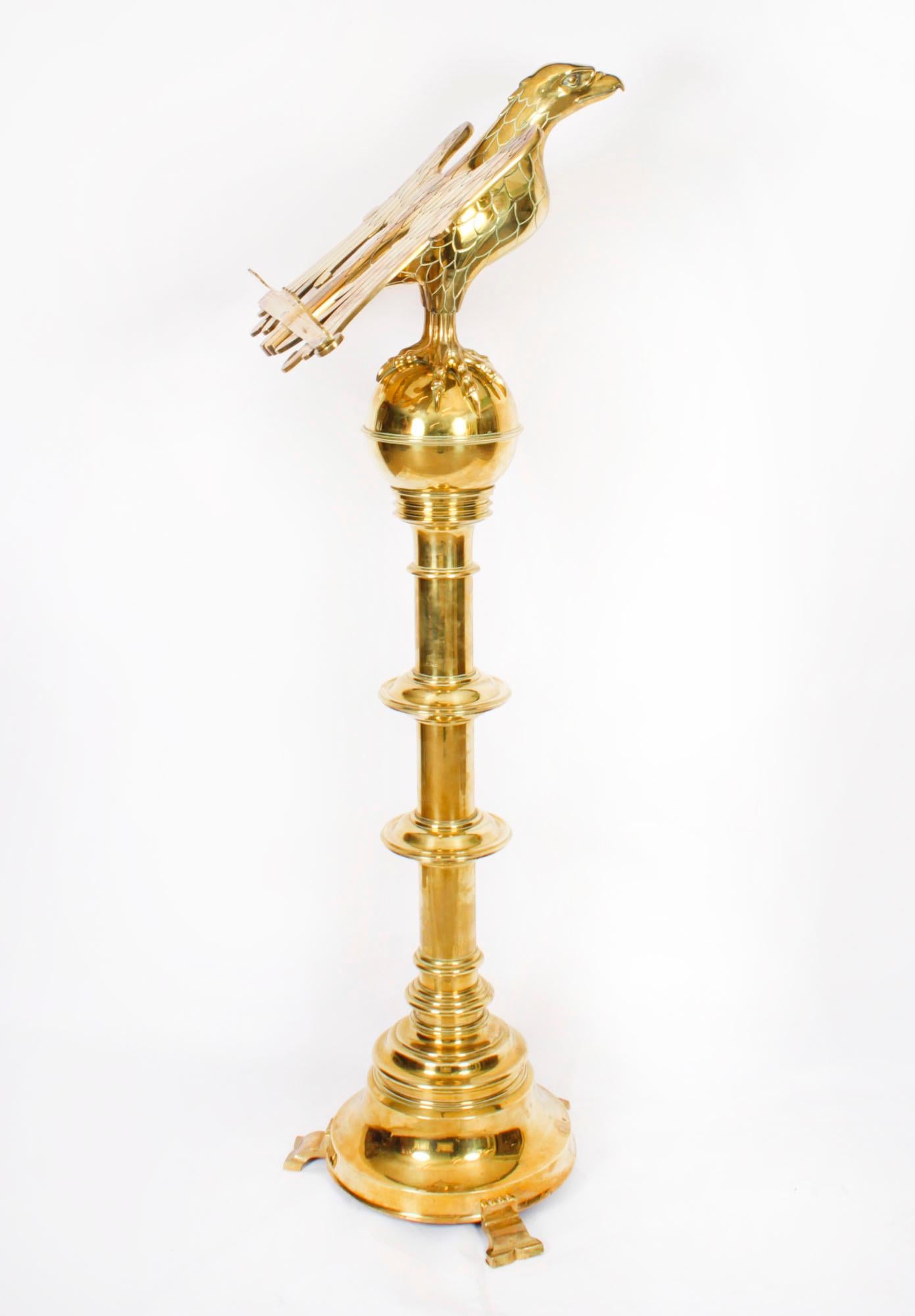 Antique Victorian 5ft6inch Brass Eagle Lectern 19th Century For Sale 15