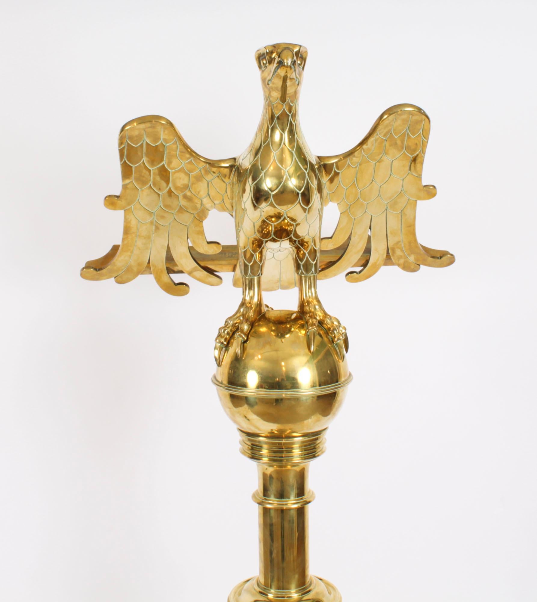 Antique Victorian 5ft6inch Brass Eagle Lectern 19th Century For Sale 2