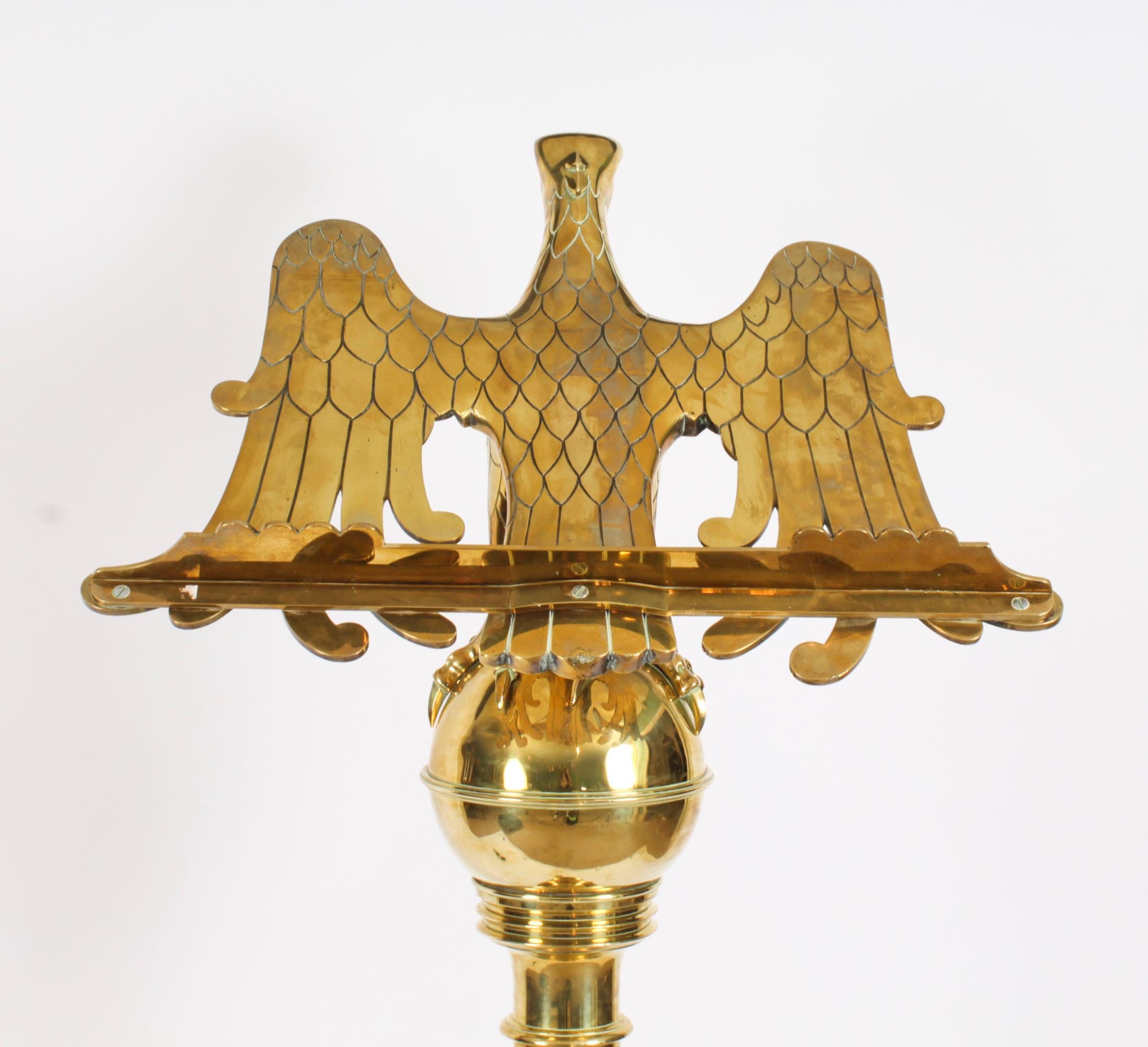 Antique Victorian 5ft6inch Brass Eagle Lectern 19th Century For Sale 5