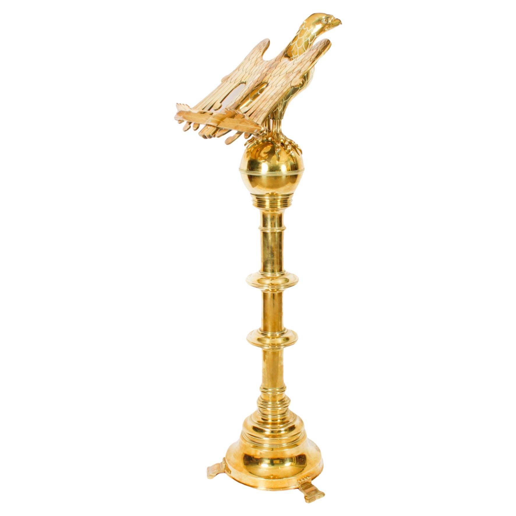 Antique Victorian 5ft6inch Brass Eagle Lectern 19th Century For Sale