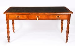 Antique Victorian 6 Drawer Oak Partners Writing Table Desk C1850 19th Century