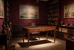 Antique Victorian 6 Drawer Oak Partners Writing Table Desk C1850 19th Century