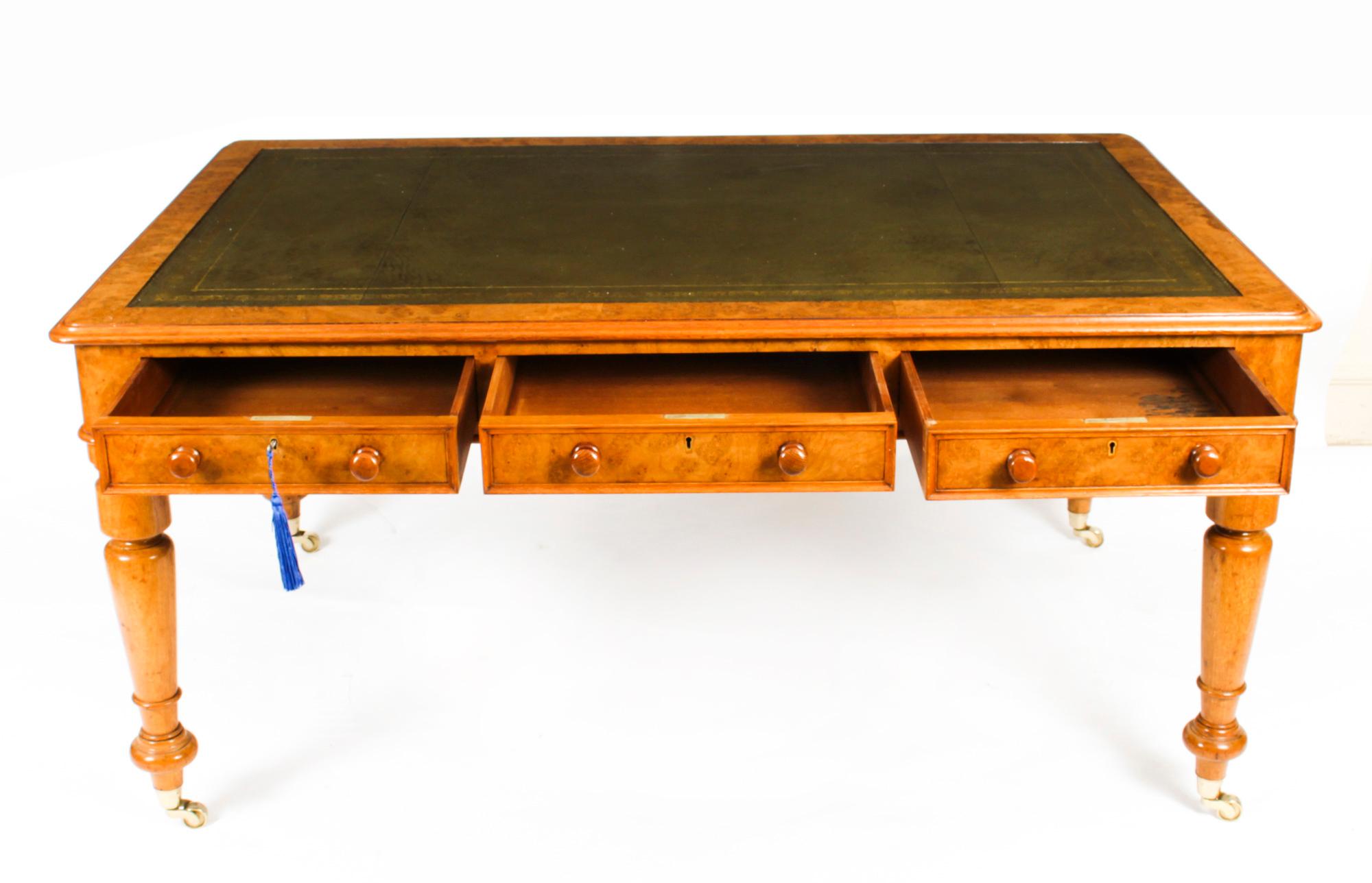 Antique Victorian 6 Drawer Pollard Oak Partners Writing Table Desk 19th C 5