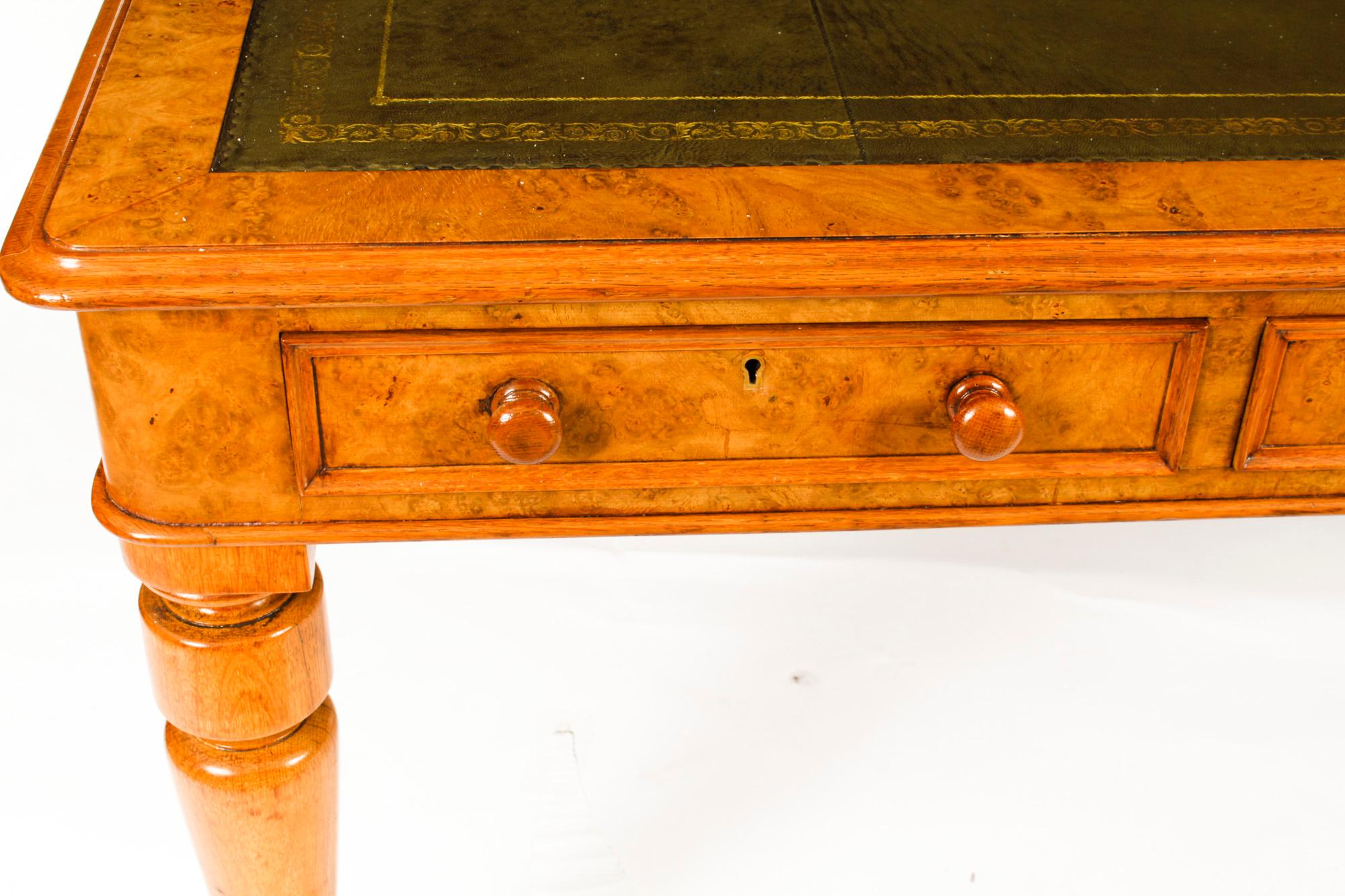 English Antique Victorian 6 Drawer Pollard Oak Partners Writing Table Desk 19th C