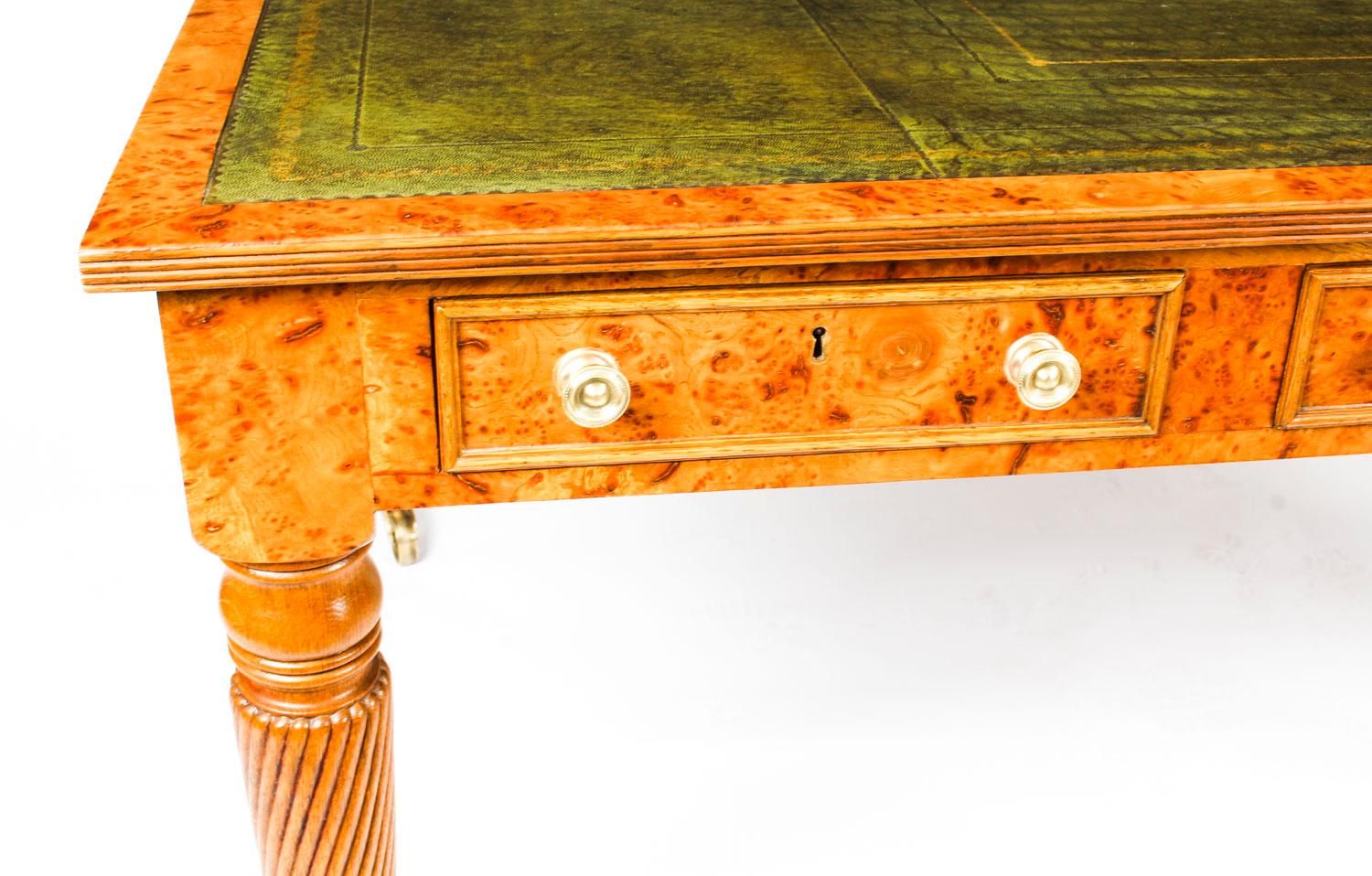 English Antique Victorian 6 Drawer Pollard Oak Partners Writing Table Desk 19th Century