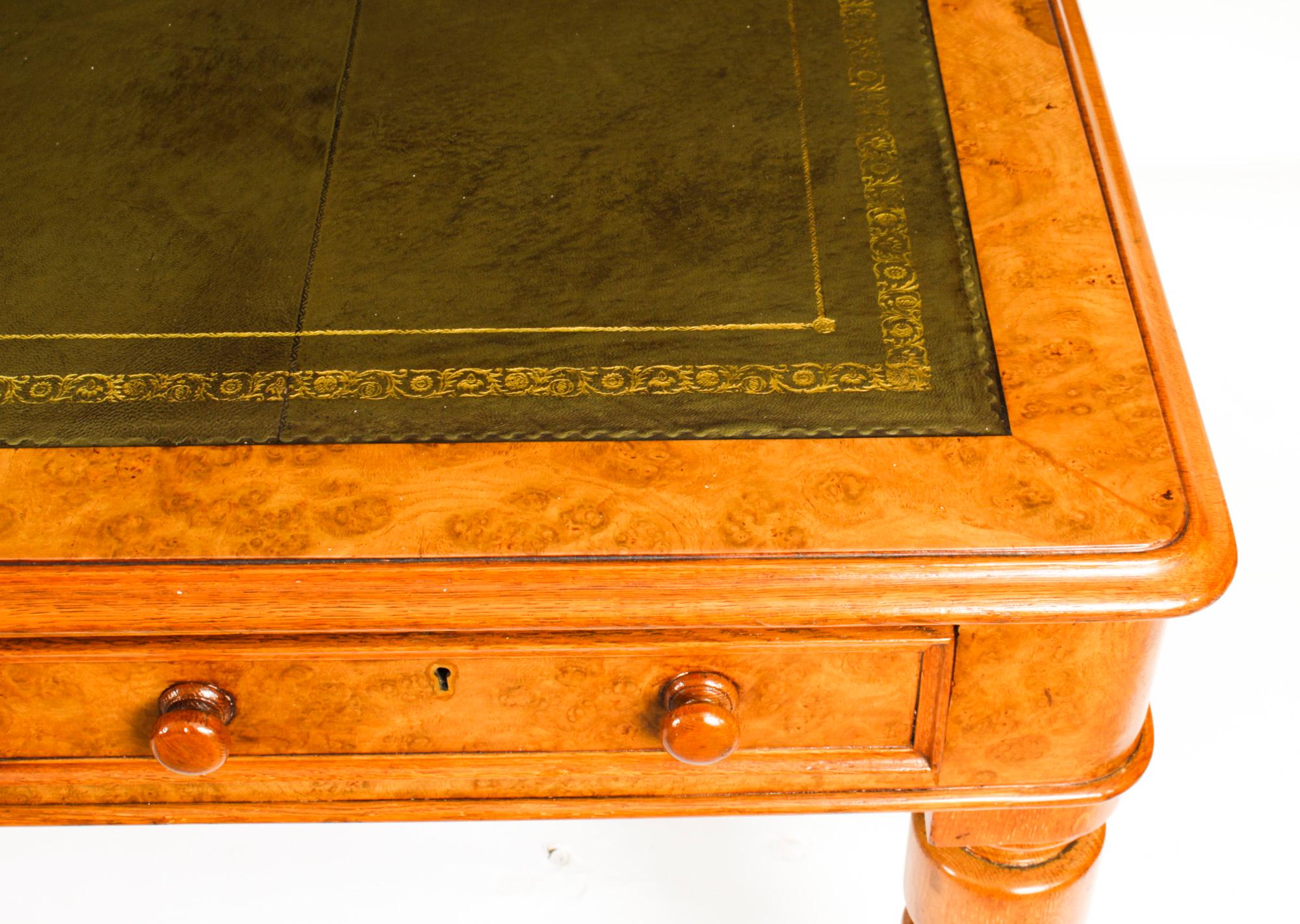 Antique Victorian 6 Drawer Pollard Oak Partners Writing Table Desk 19th C 1