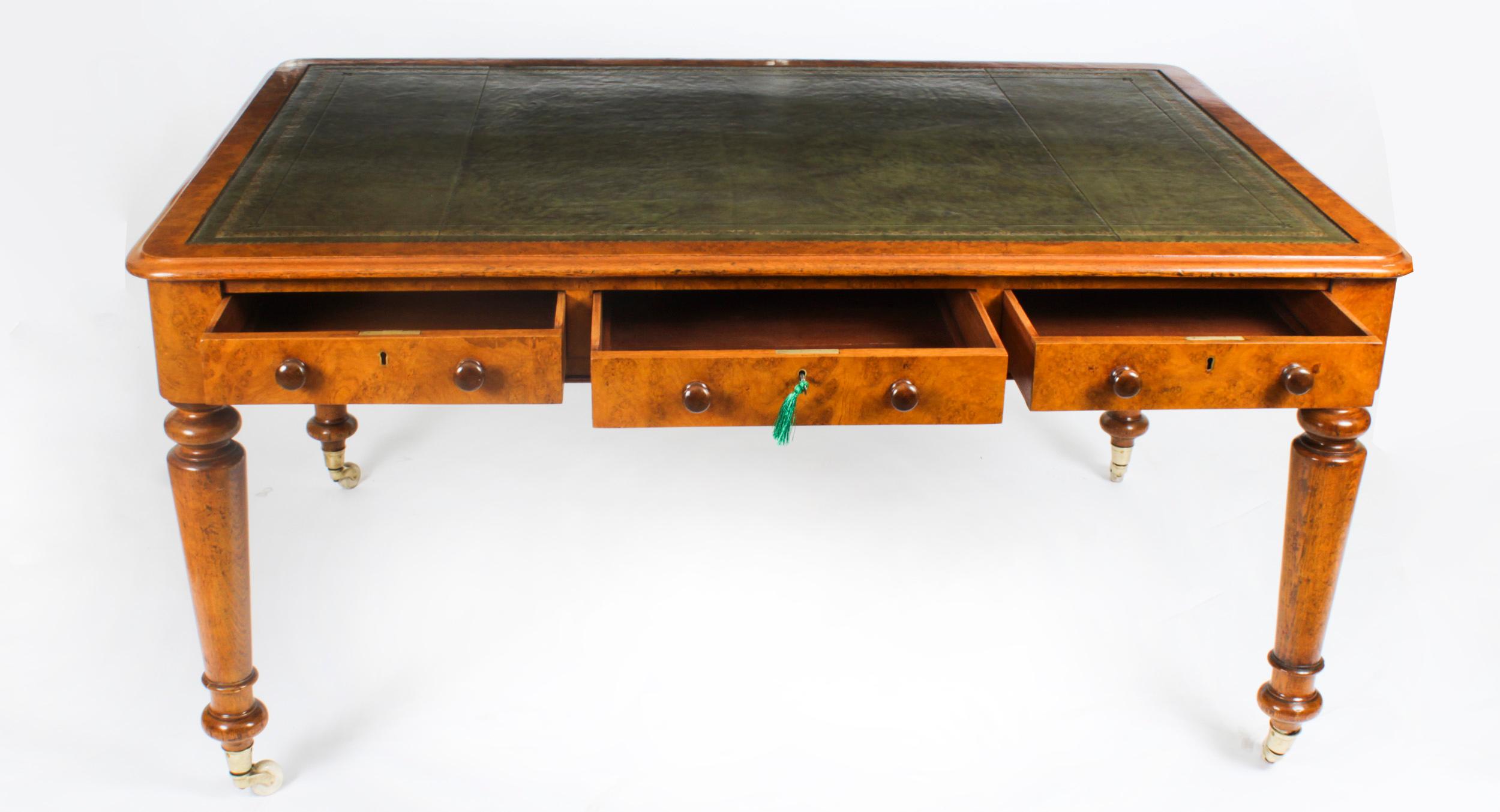 Antique Victorian 6 Drawer Pollard Oak Partners Writing Table Desk 19th Century 8
