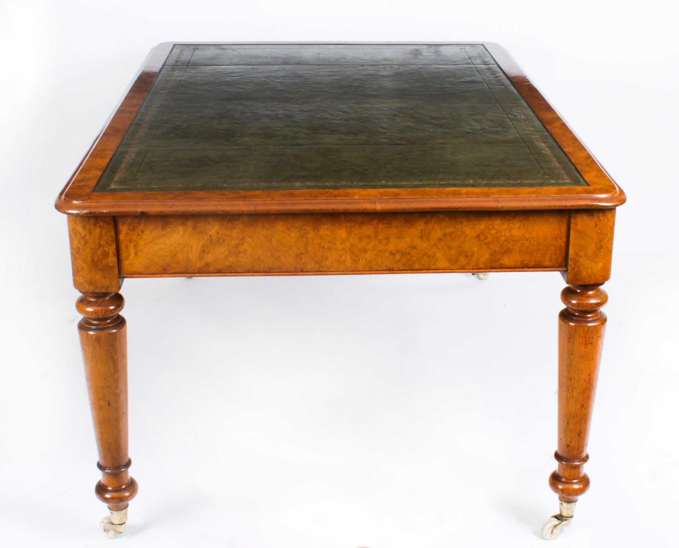 Antique Victorian 6 Drawer Pollard Oak Partners Writing Table Desk 19th Century 9