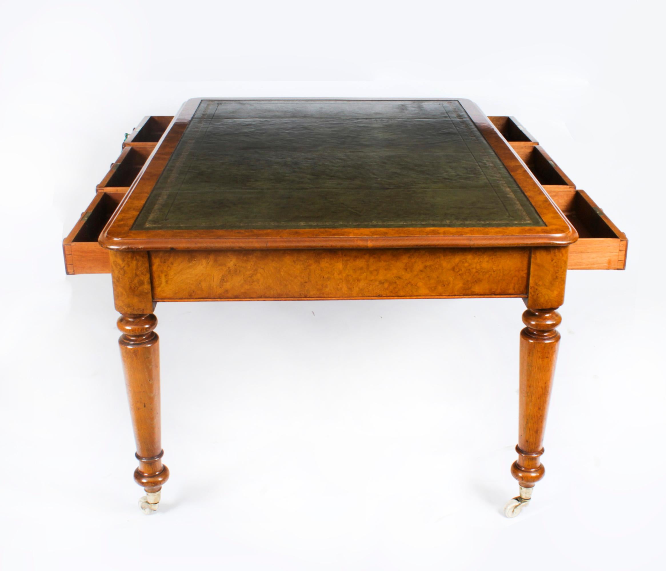 Antique Victorian 6 Drawer Pollard Oak Partners Writing Table Desk 19th Century 10