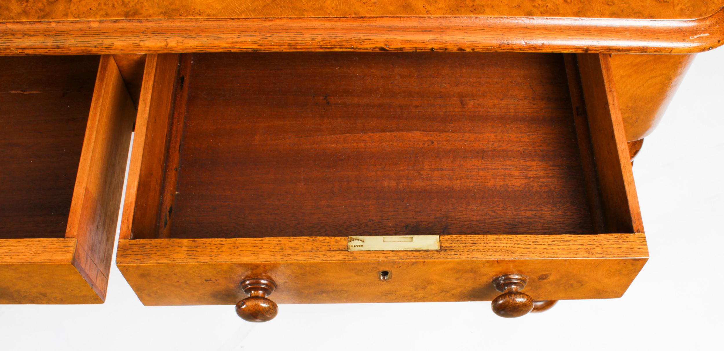 Antique Victorian 6 Drawer Pollard Oak Partners Writing Table Desk 19th Century 12