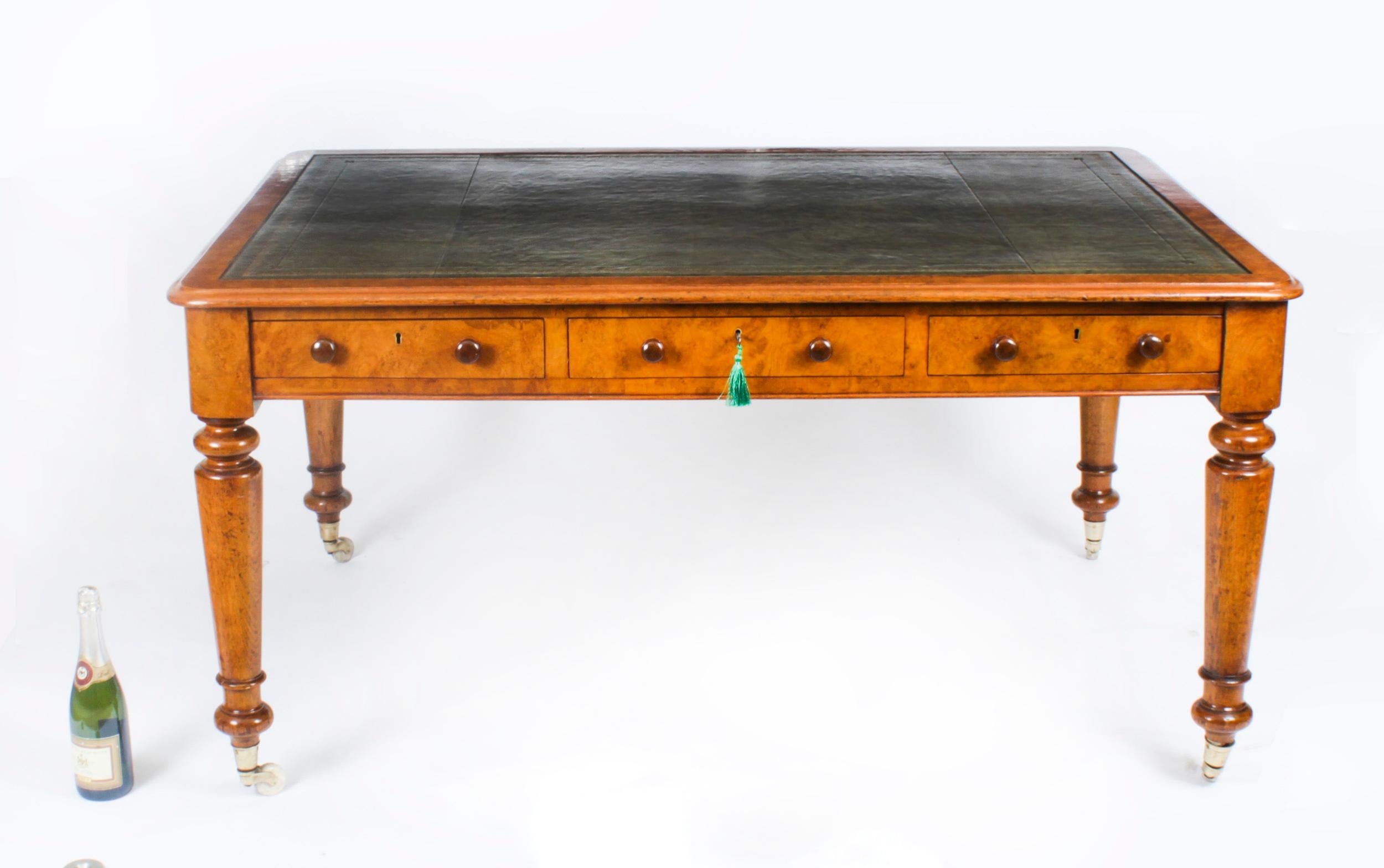 Antique Victorian 6 Drawer Pollard Oak Partners Writing Table Desk 19th Century 14