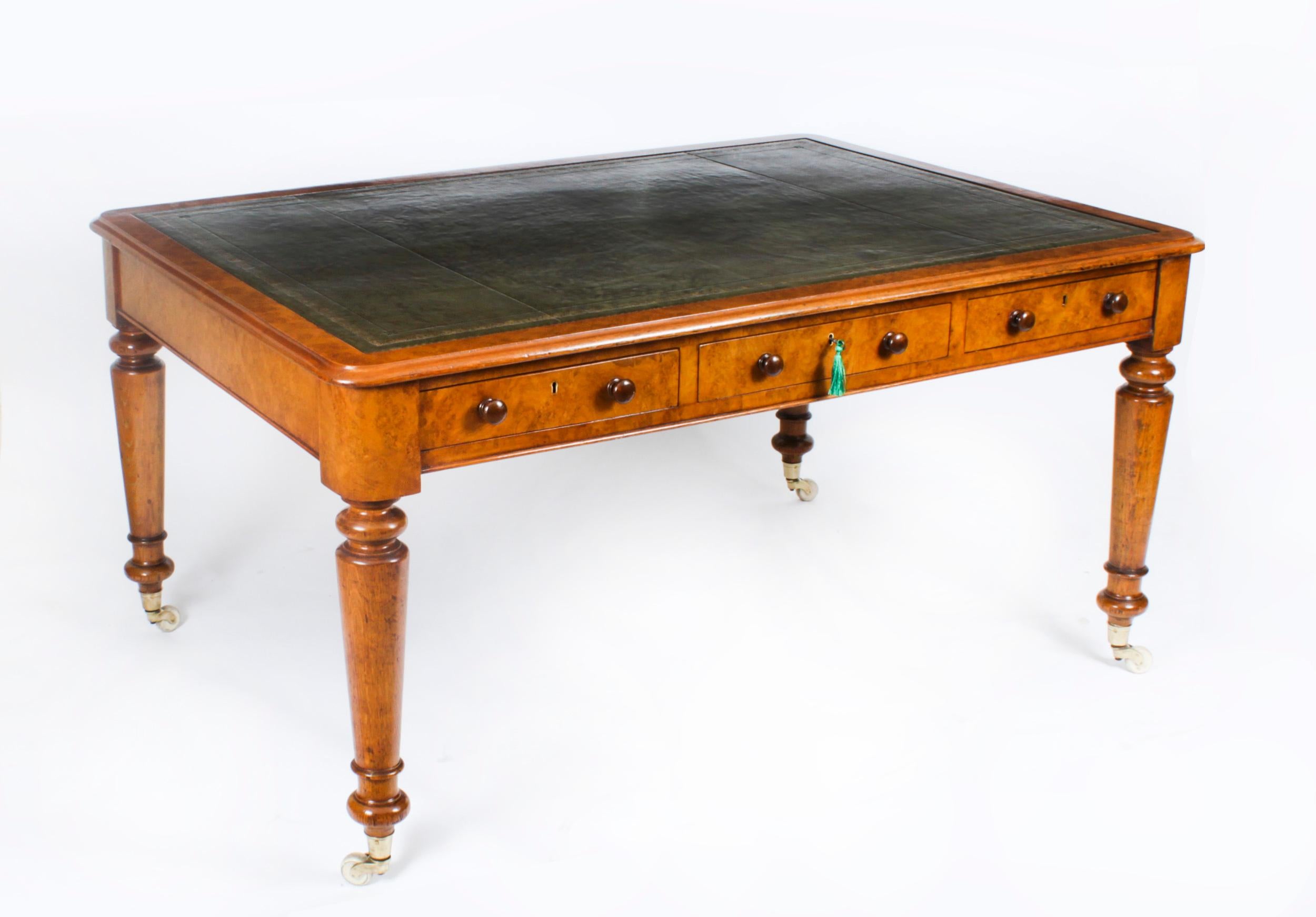 Antique Victorian 6 Drawer Pollard Oak Partners Writing Table Desk 19th Century 15