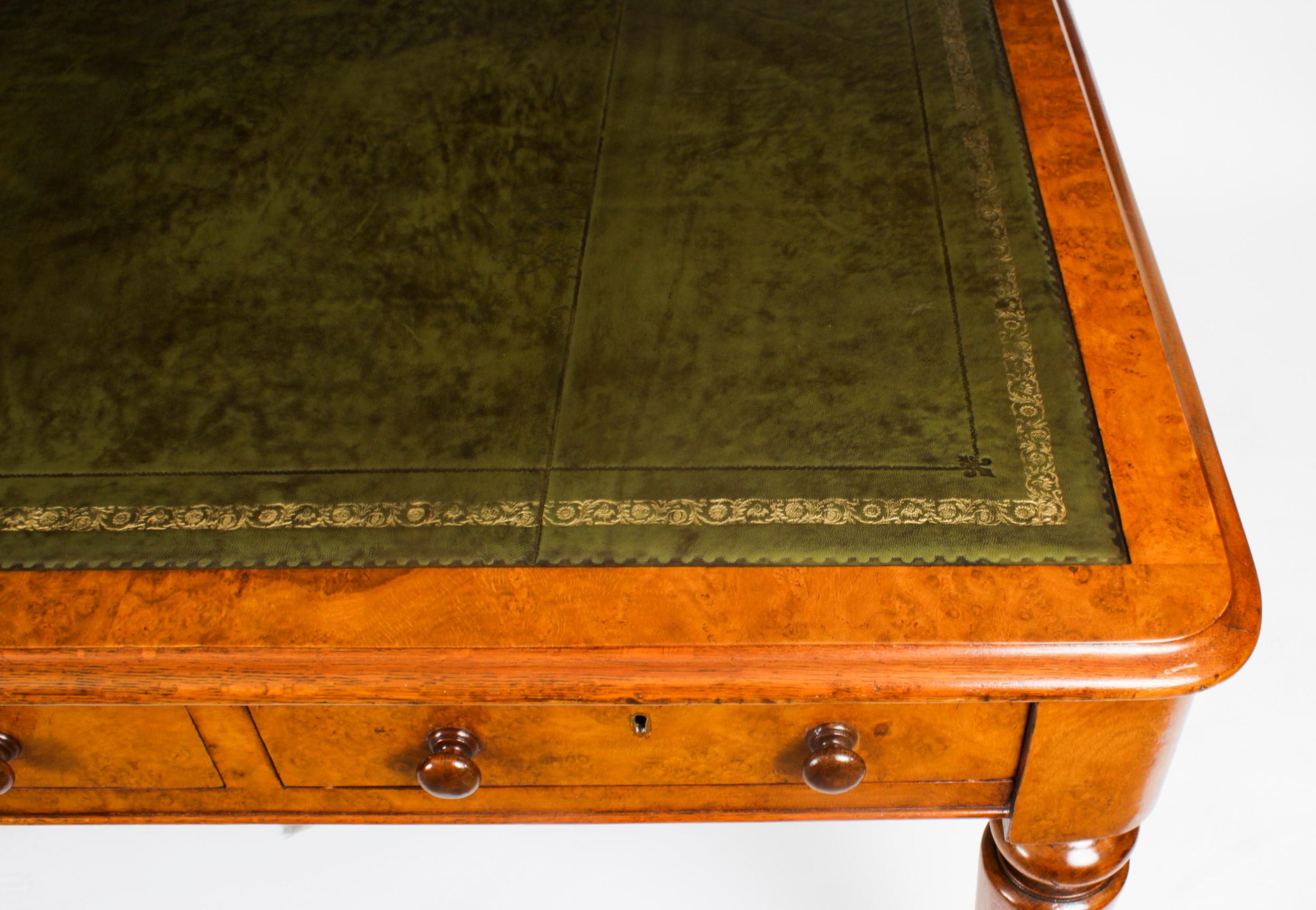 Antique Victorian 6 Drawer Pollard Oak Partners Writing Table Desk 19th Century 1