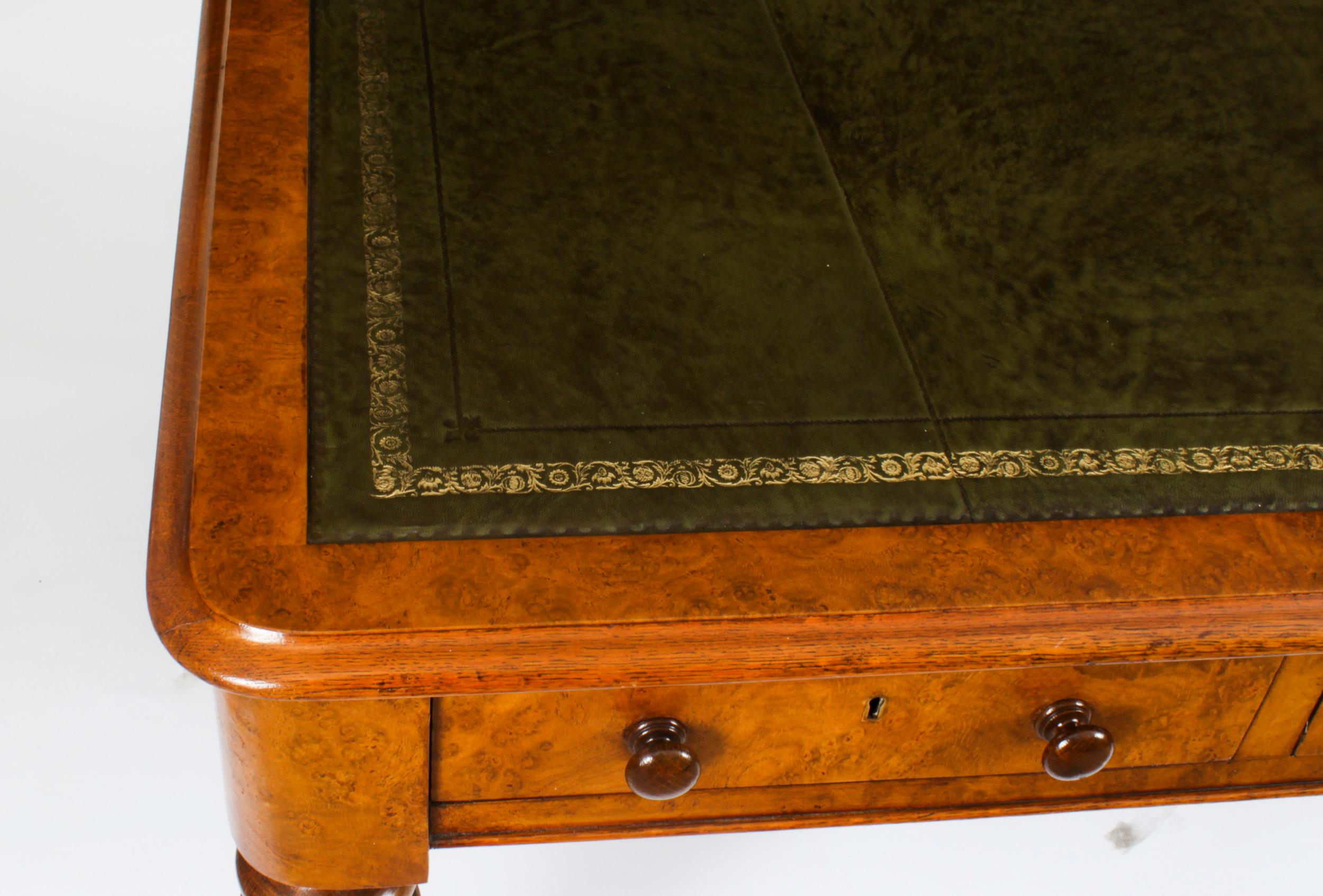 Antique Victorian 6 Drawer Pollard Oak Partners Writing Table Desk 19th Century 2