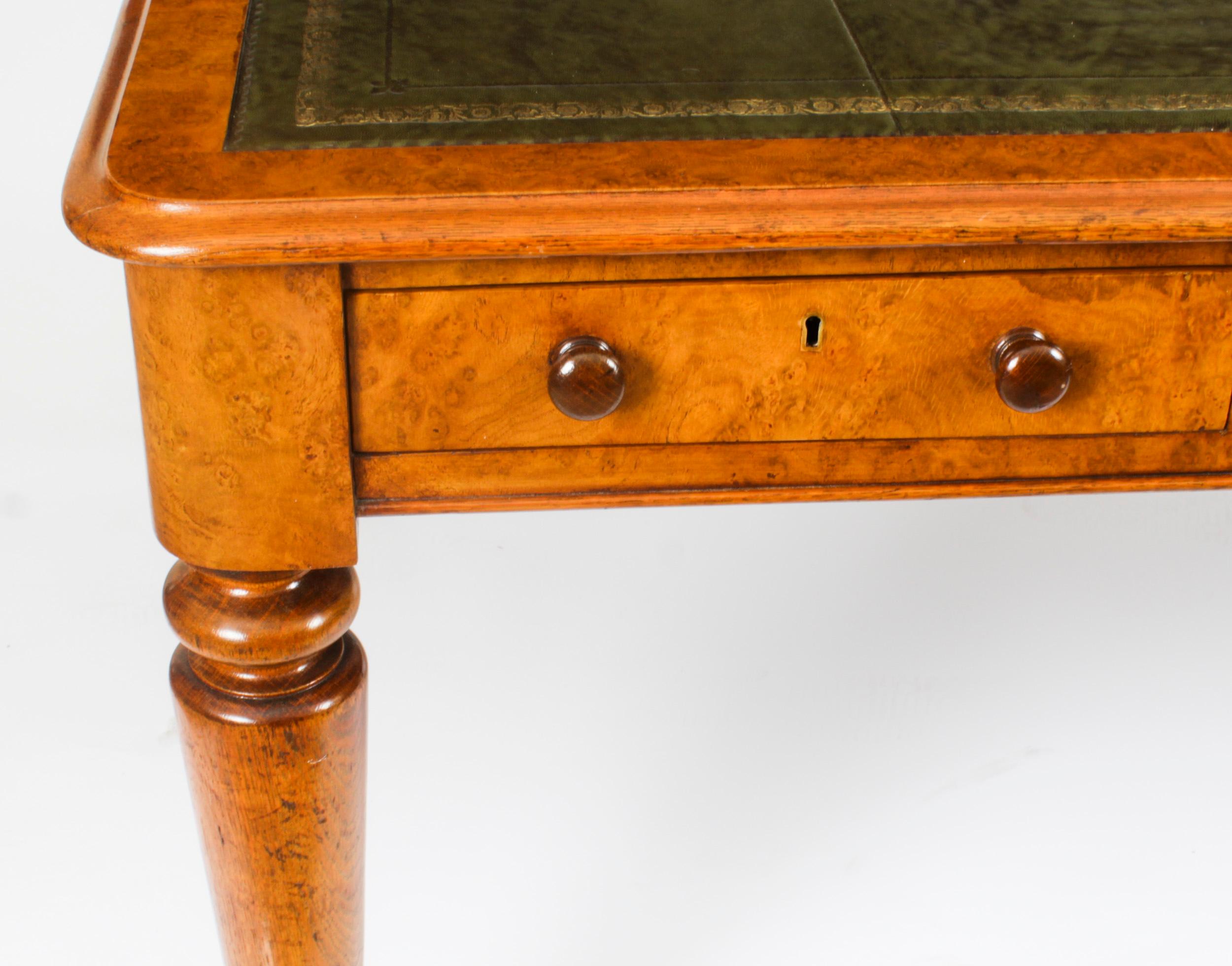 Antique Victorian 6 Drawer Pollard Oak Partners Writing Table Desk 19th Century 3