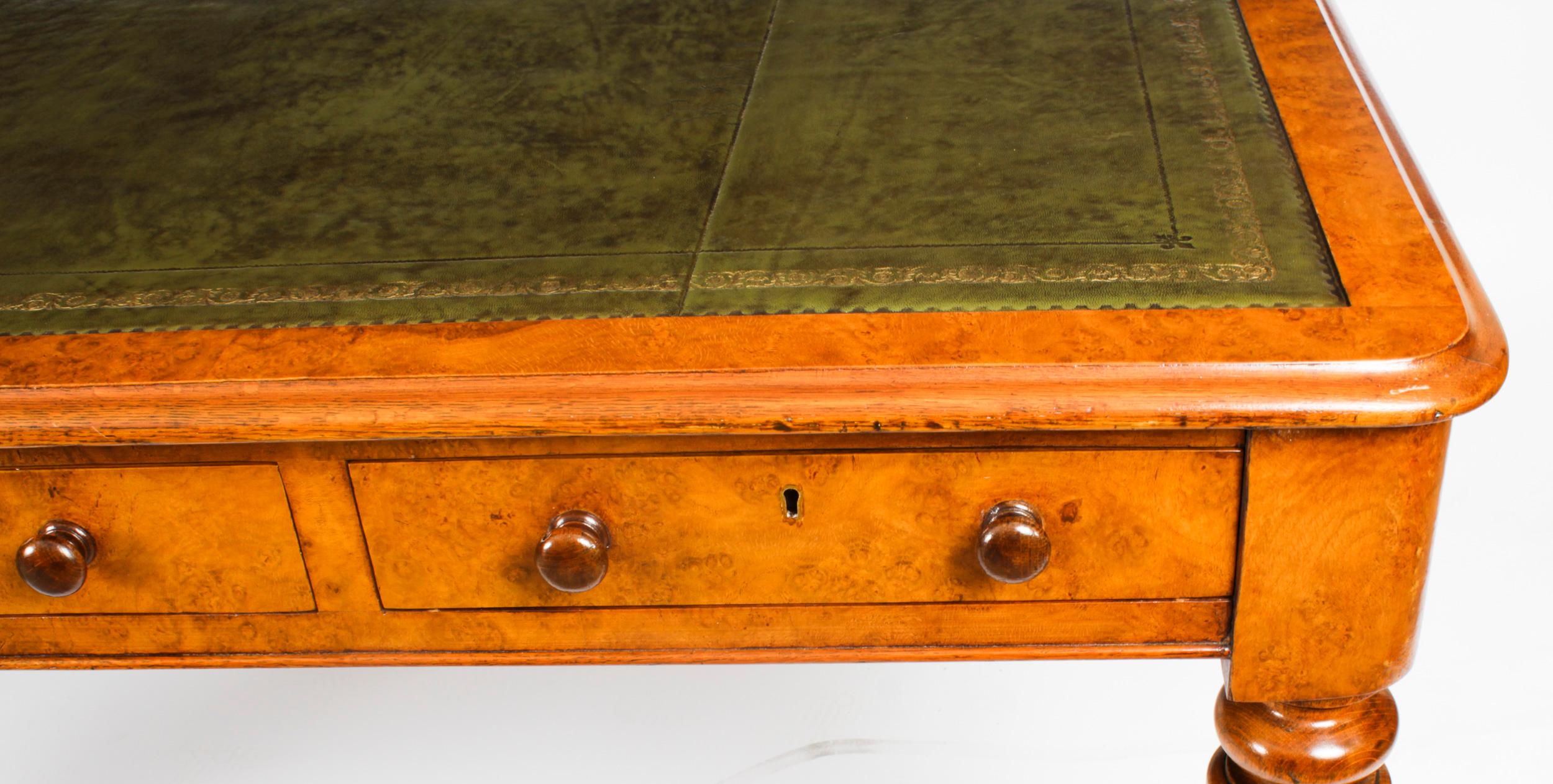 Antique Victorian 6 Drawer Pollard Oak Partners Writing Table Desk 19th Century 4