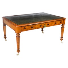 Antique Victorian 6 Drawer Pollard Oak Partners Writing Table Desk 19th Century