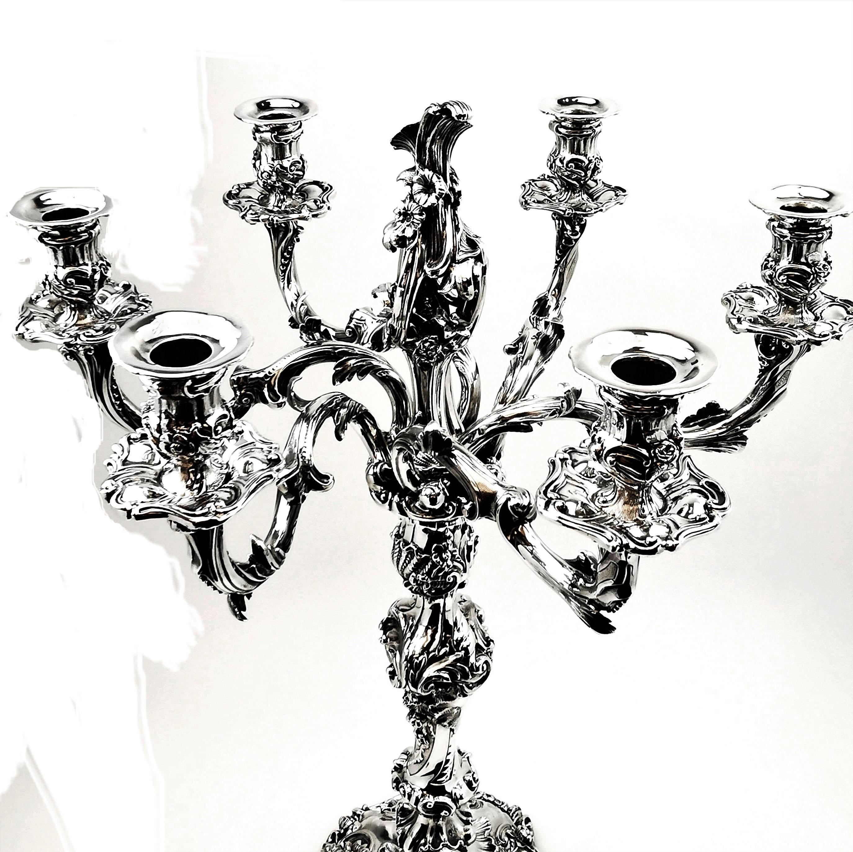 Antique Victorian 6 Light Silver Candelabra 1843 Candelabrum Candleholder In Good Condition In London, GB