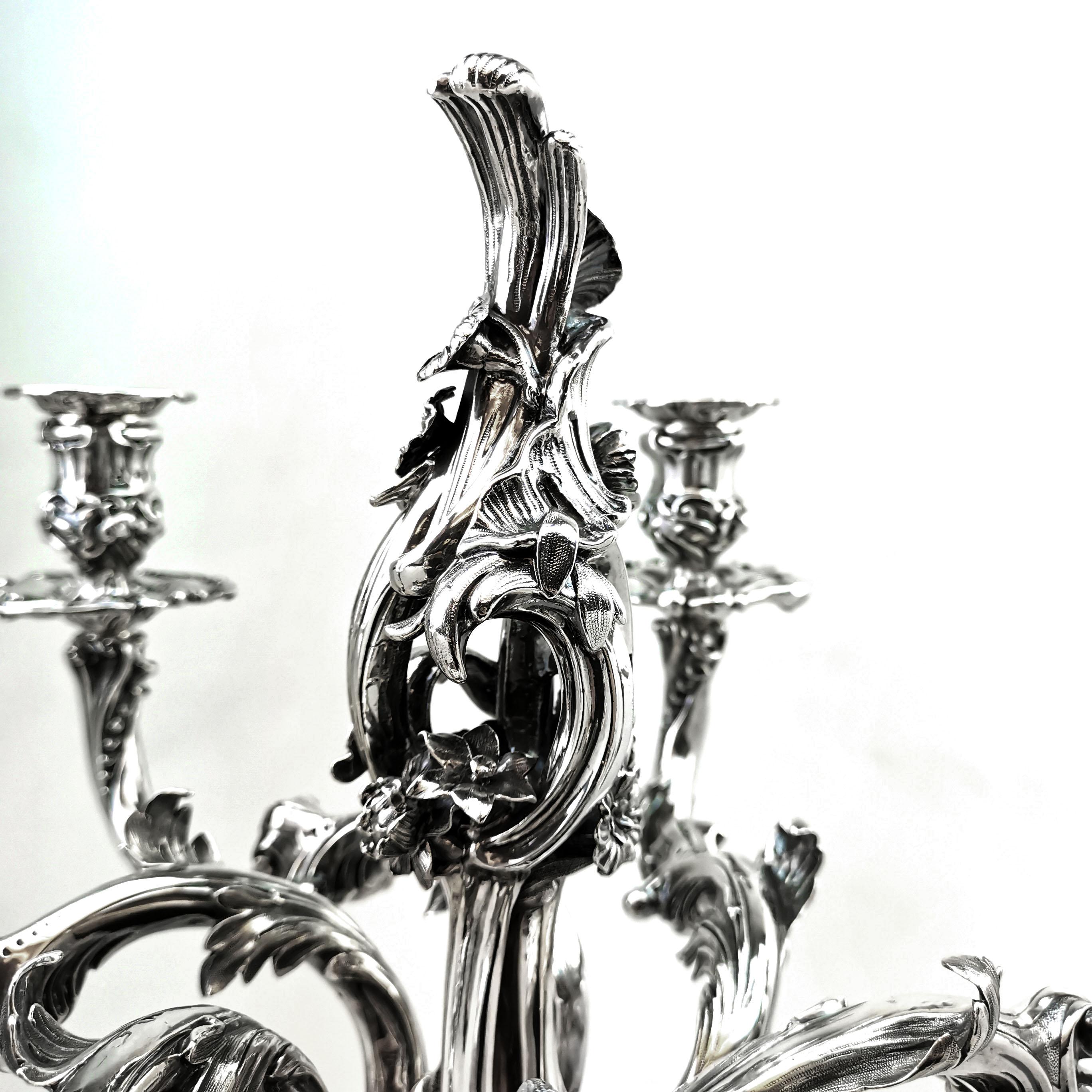 Sterling Silver Antique Victorian 6 Light Silver Candelabra 1843 Candelabrum Candleholder