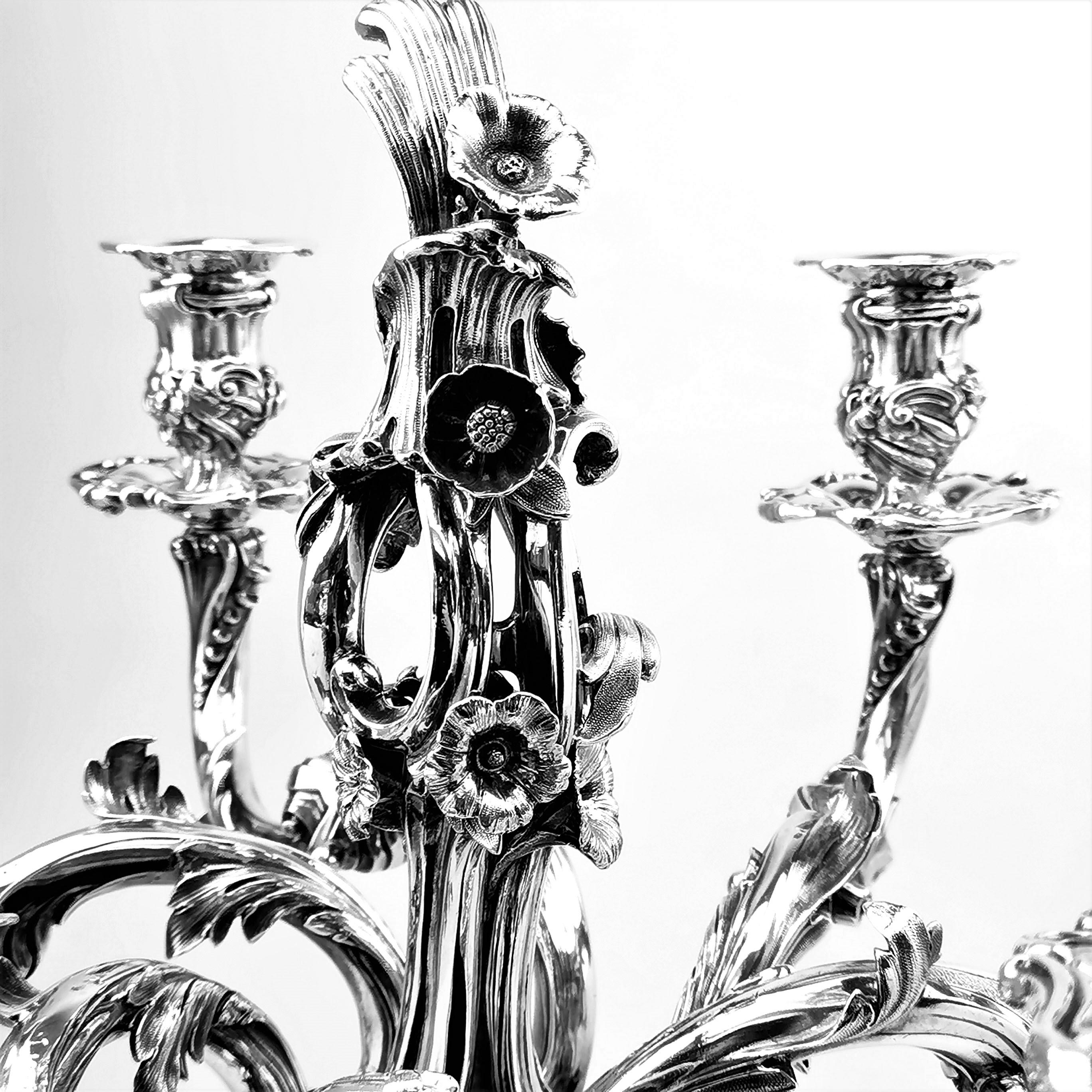 Antique Victorian 6 Light Silver Candelabra 1843 Candelabrum Candleholder 2