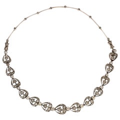 Antique Victorian 6.0 Carat Diamond Heart Necklace and Bracelet Set