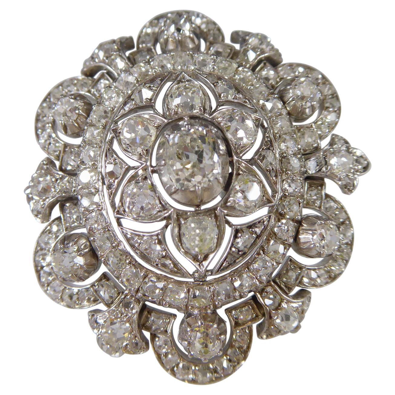 Antique Victorian 6.00 Carat Old Cut Diamond Brooch/Pendant, Circa 1880-1900