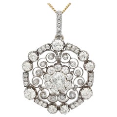 Pendentif victorien ancien en or jaune avec diamant de 6,22 carats, vers 1880