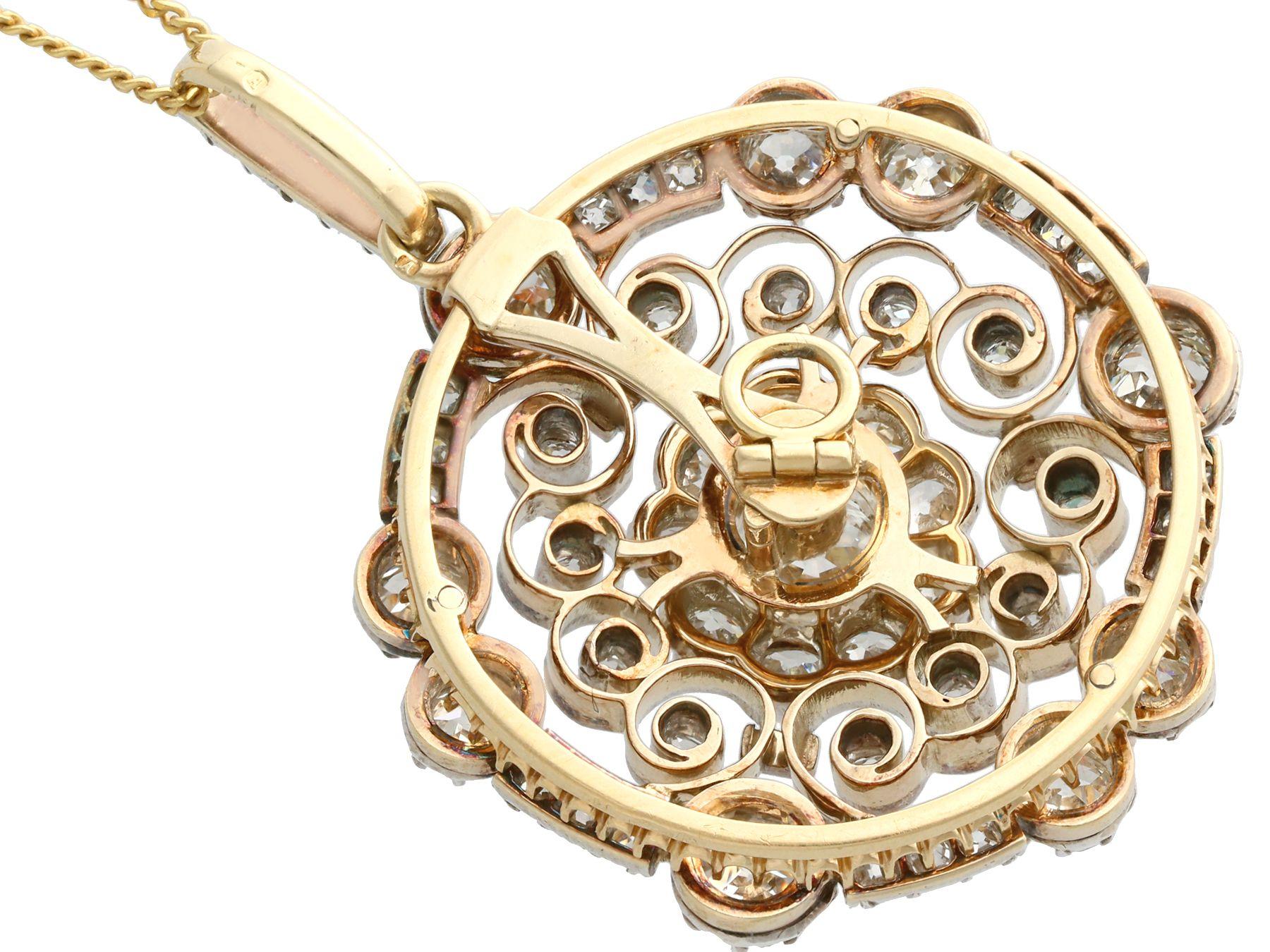 Antique Victorian 6.22 Carat Diamond Yellow Gold Pendant, circa 1880 For Sale 1