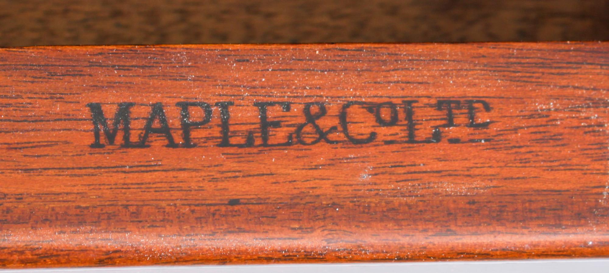 Antique Victorian Mahogany Partners Pedestal Desk Maple & Co 19th C 12