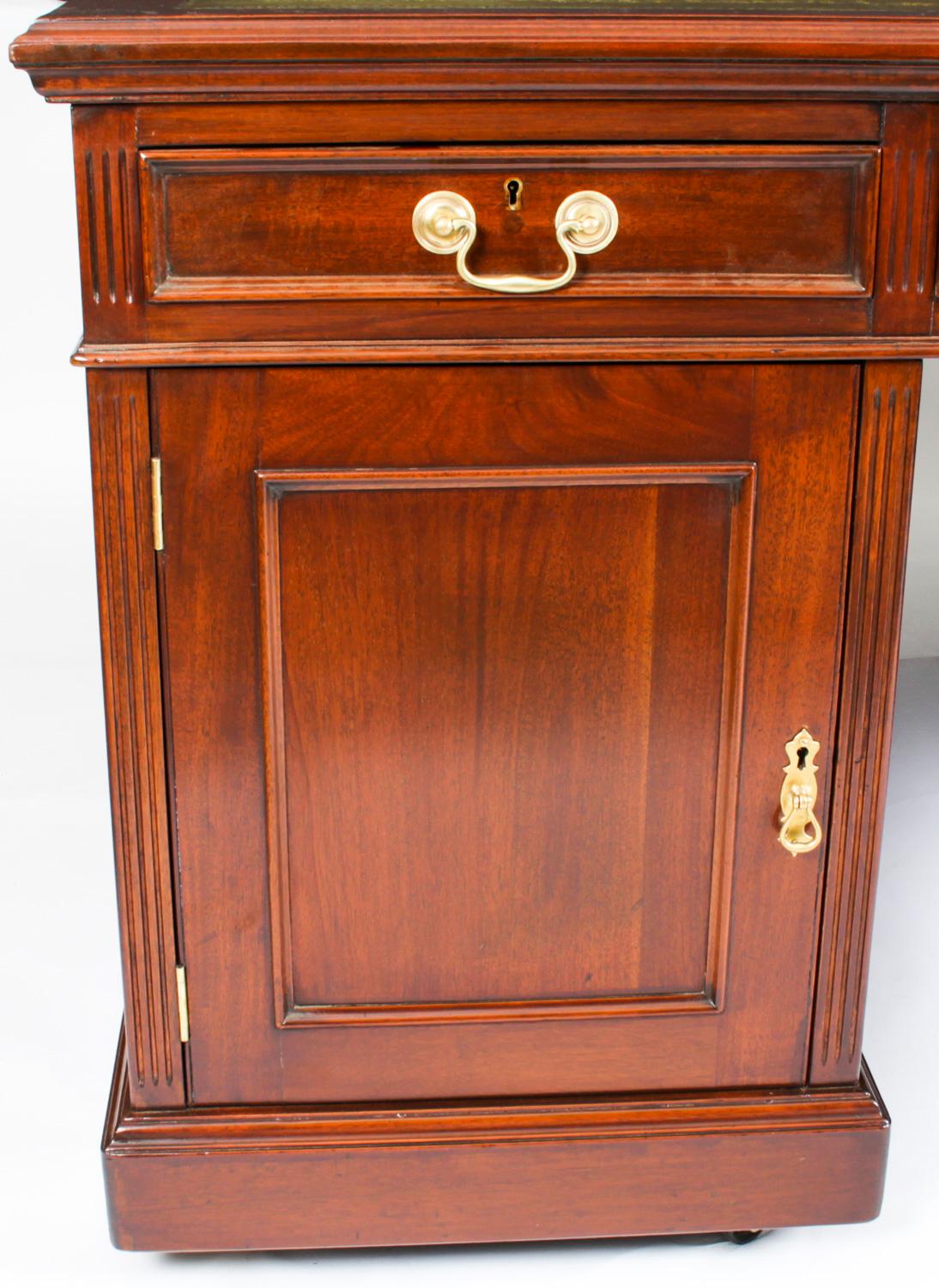 Antique Victorian Mahogany Partners Pedestal Desk Maple & Co 19th C 1