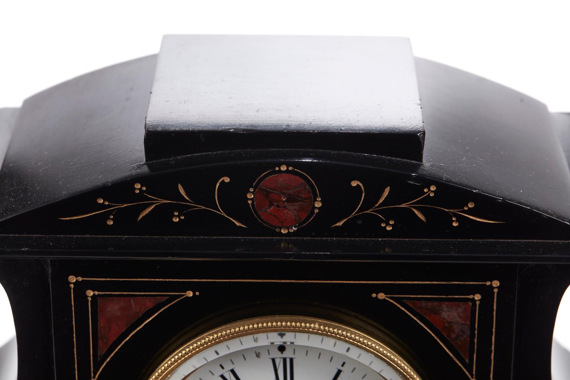 European Antique Victorian 8 Day Marble Mantel Clock