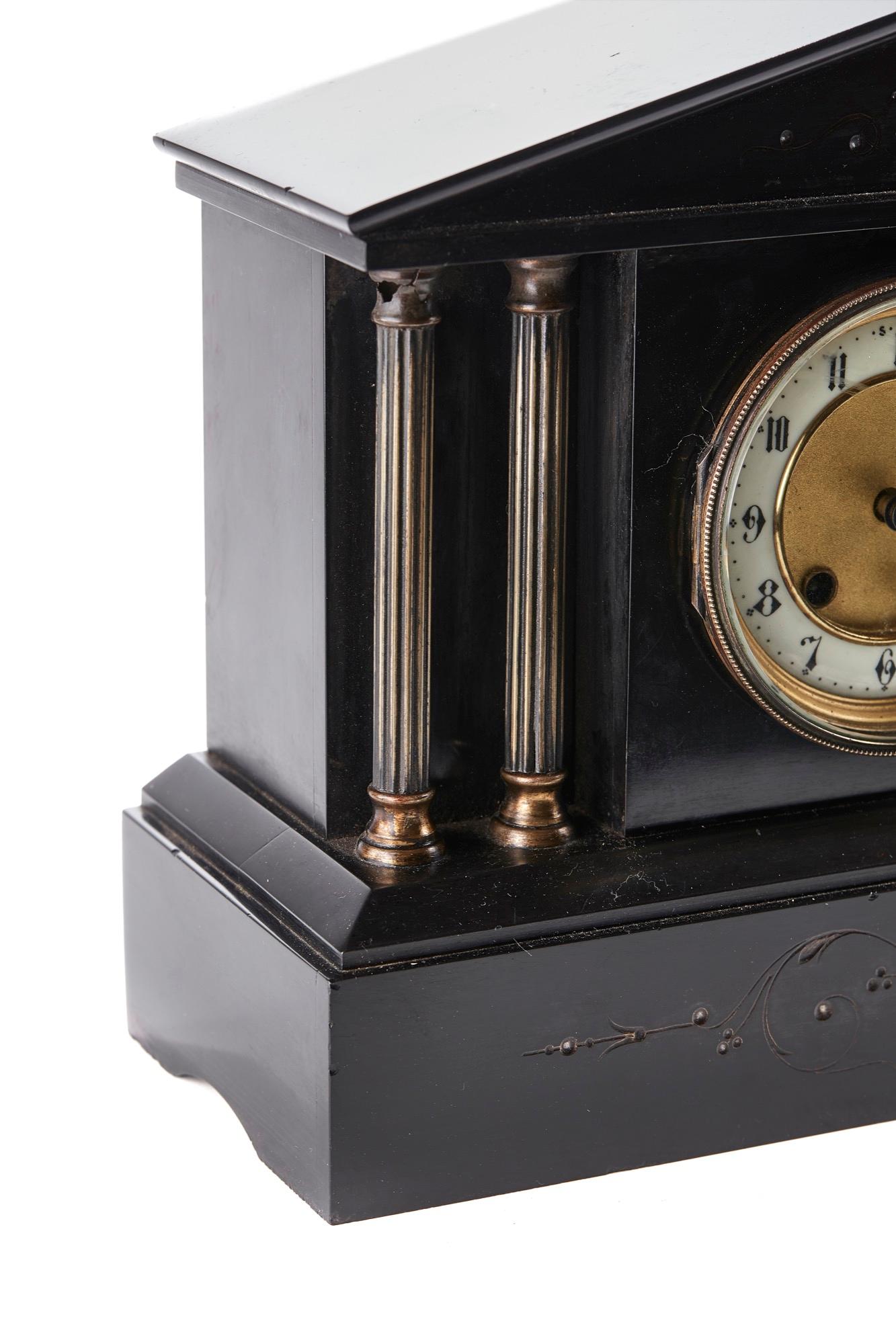 European Antique Victorian 8 Day Marble Mantel Clock
