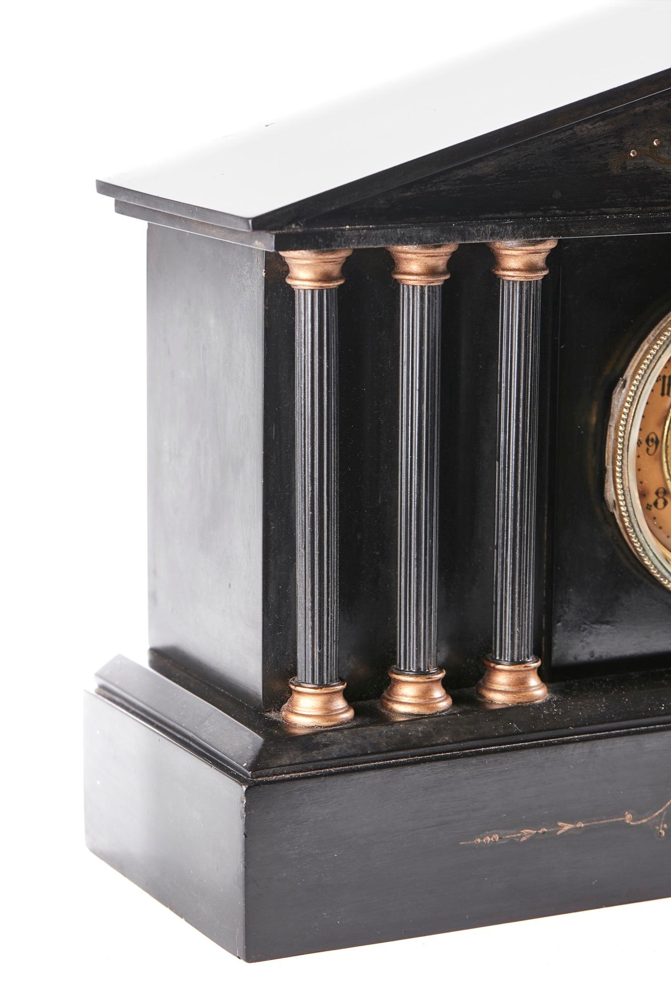 European Antique Victorian 8 Day Marble Mantle Clock