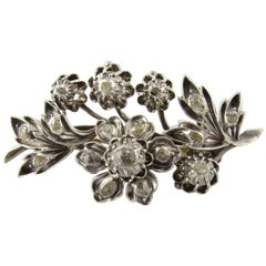 Antique Victorian 800 Silver 10 Karat Yellow and Rose Gold Rose Cut Diamond