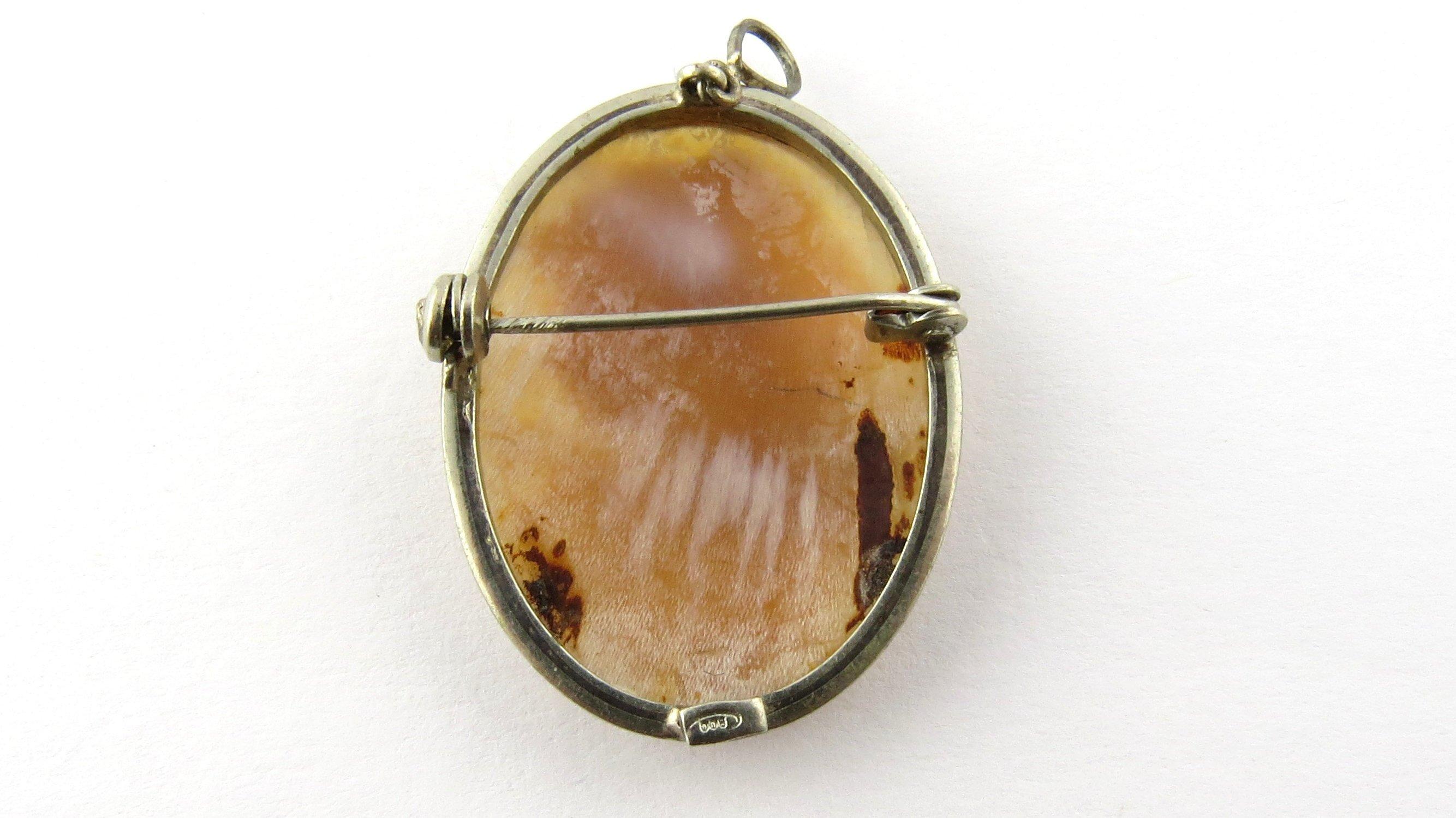 Vintage 800 Silver Cameo Brooch or Pendant In Good Condition In Washington Depot, CT