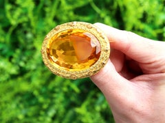 Antique Victorian 85.49 Carat Citrine and Yellow Gold Brooch, Circa 1850