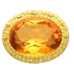 Antique Victorian 85.49 Carat Citrine and Yellow Gold Brooch, Circa 1850