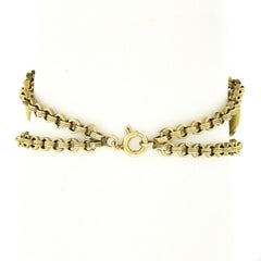 Antique Victorian 8k Gold Jumping Horse Reverse Painted Intaglio Chain Bracelet