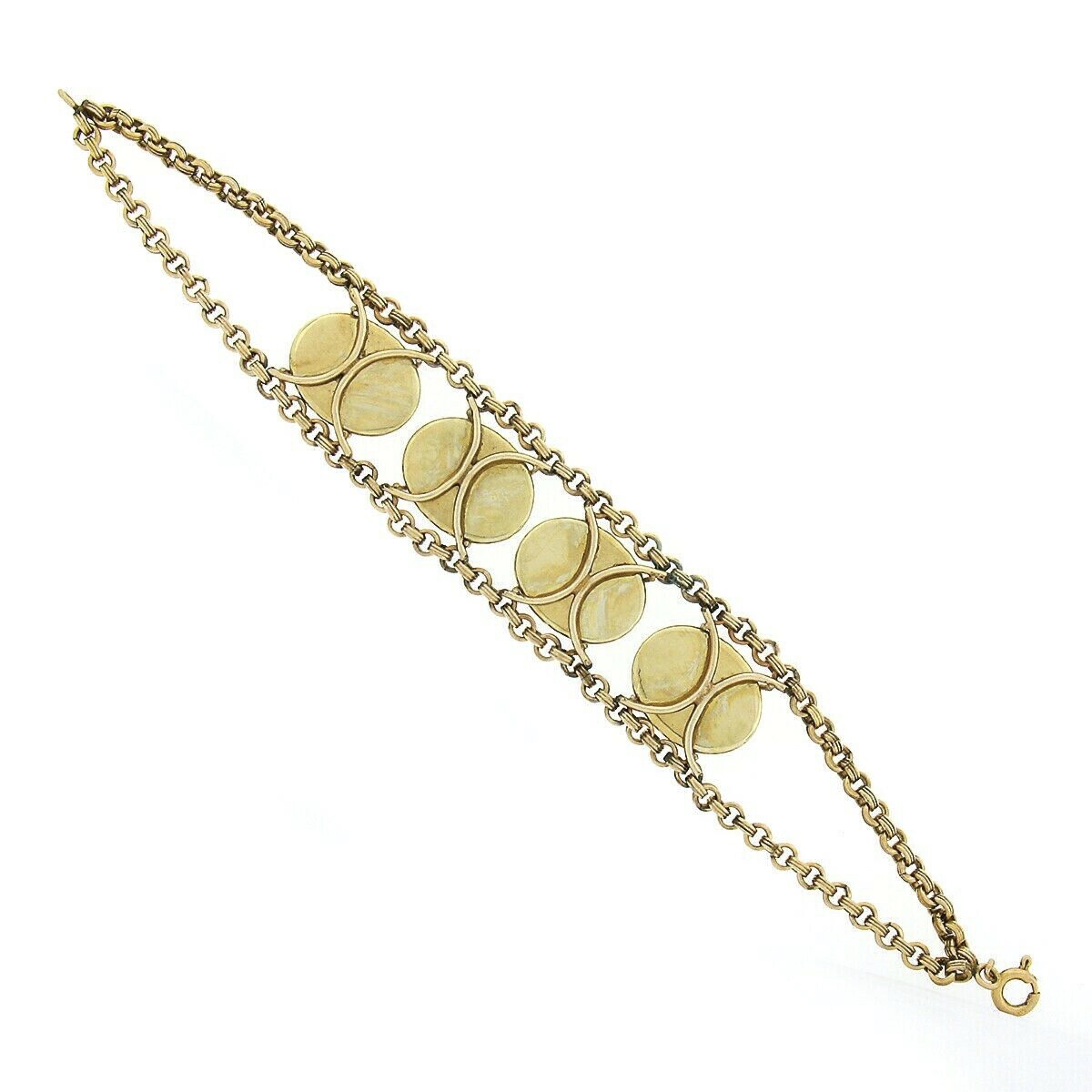 Women's Antique Victorian 8k Gold Jumping Horse Reverse Painted Intaglio Chain Bracelet