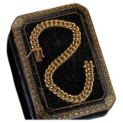 Antikes viktorianisches 8K Gelbgold Hollow Curb Gliederkette Armband - 7,5 Zoll