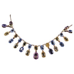 Antique Victorian 8K Yellow Gold Natural Sapphire Graduated Necklace - GIA